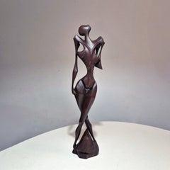 Scultura figurativa intagliata a mano in legno di ferro, anni ’60