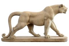 Pair of Beige Granite Male Leopards, circa 1940