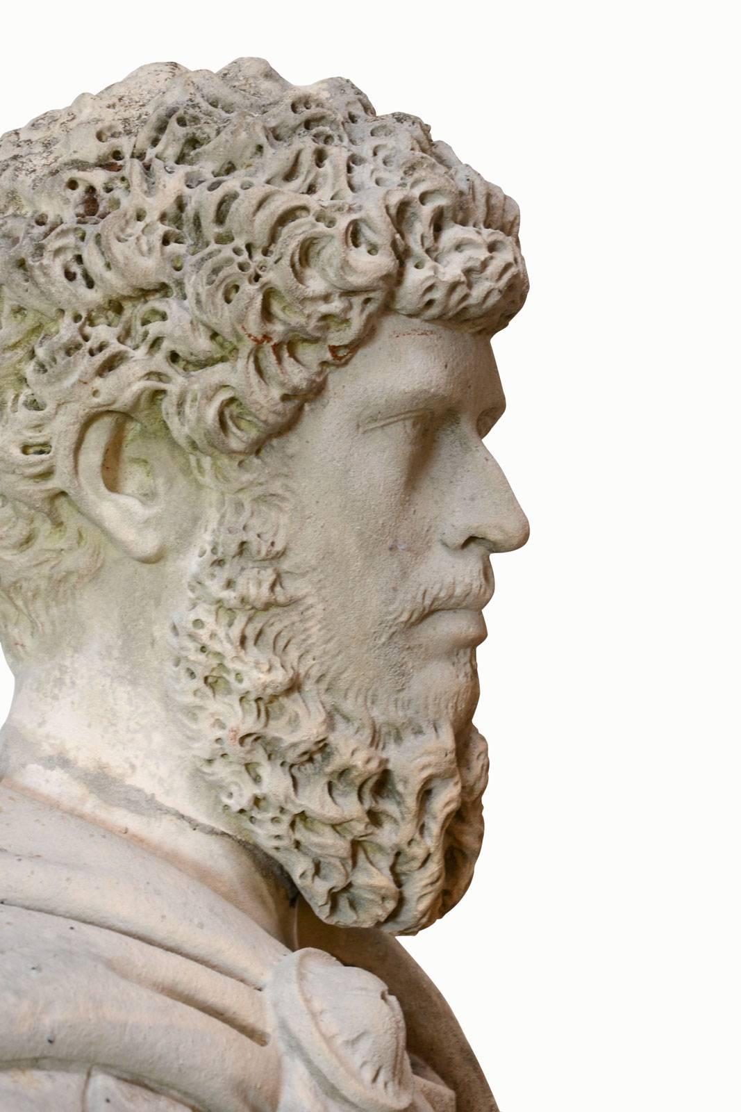 Carved Stone Assumed Bust of Lucius Aurelius Verus, 19th Century For Sale