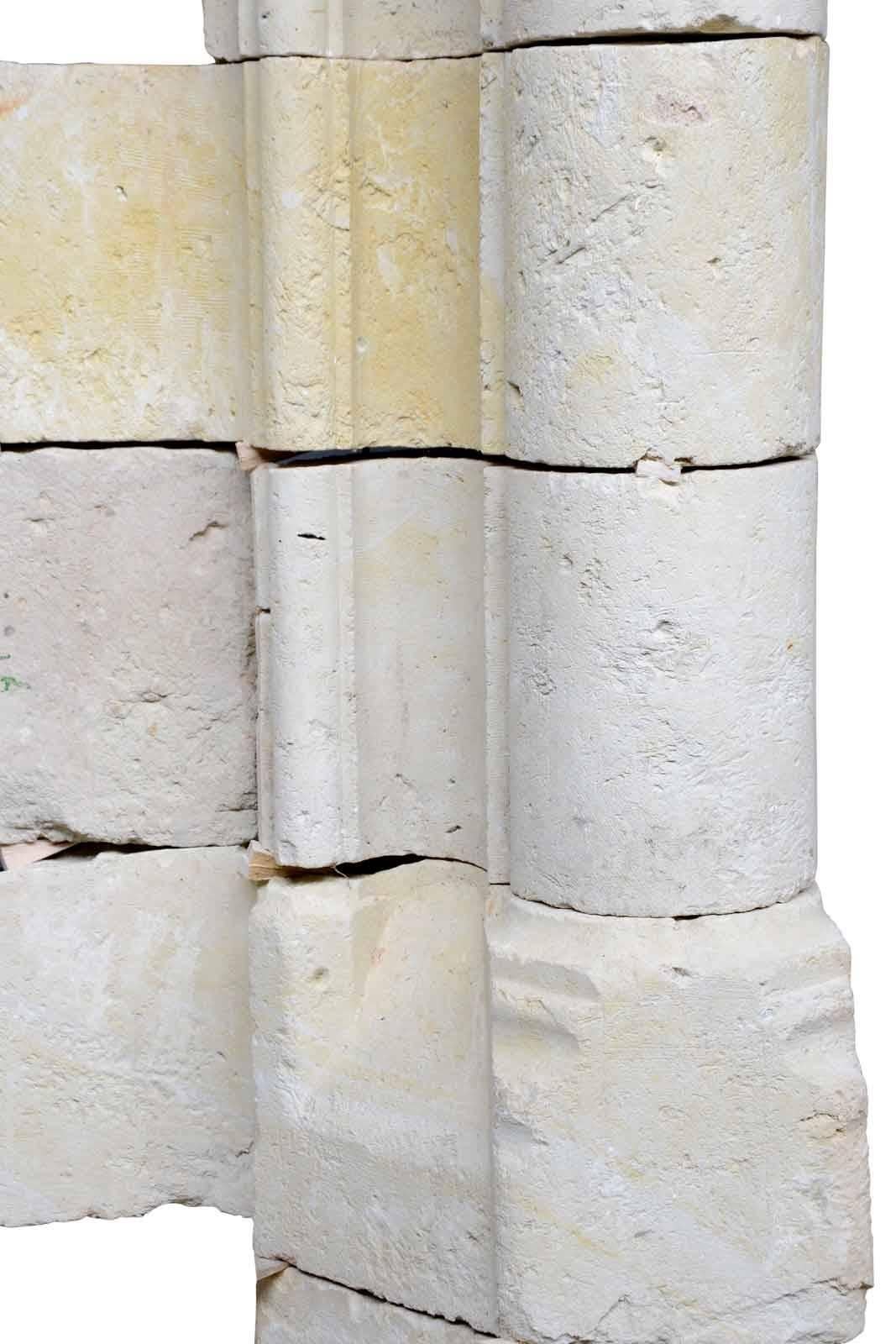 18th Century and Earlier Gothic Limestone Fireplace with Engaged Columns, 15th Century For Sale