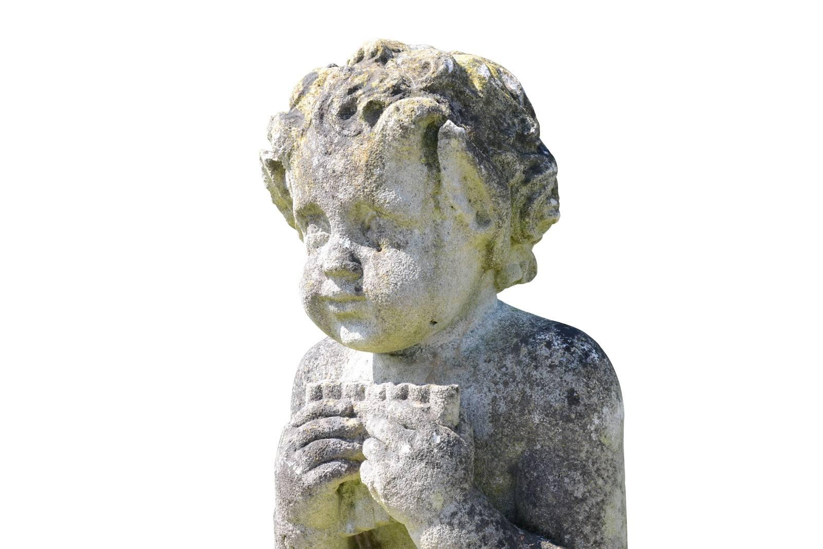 French Stone Statue of a Little Satyr, 19th Century