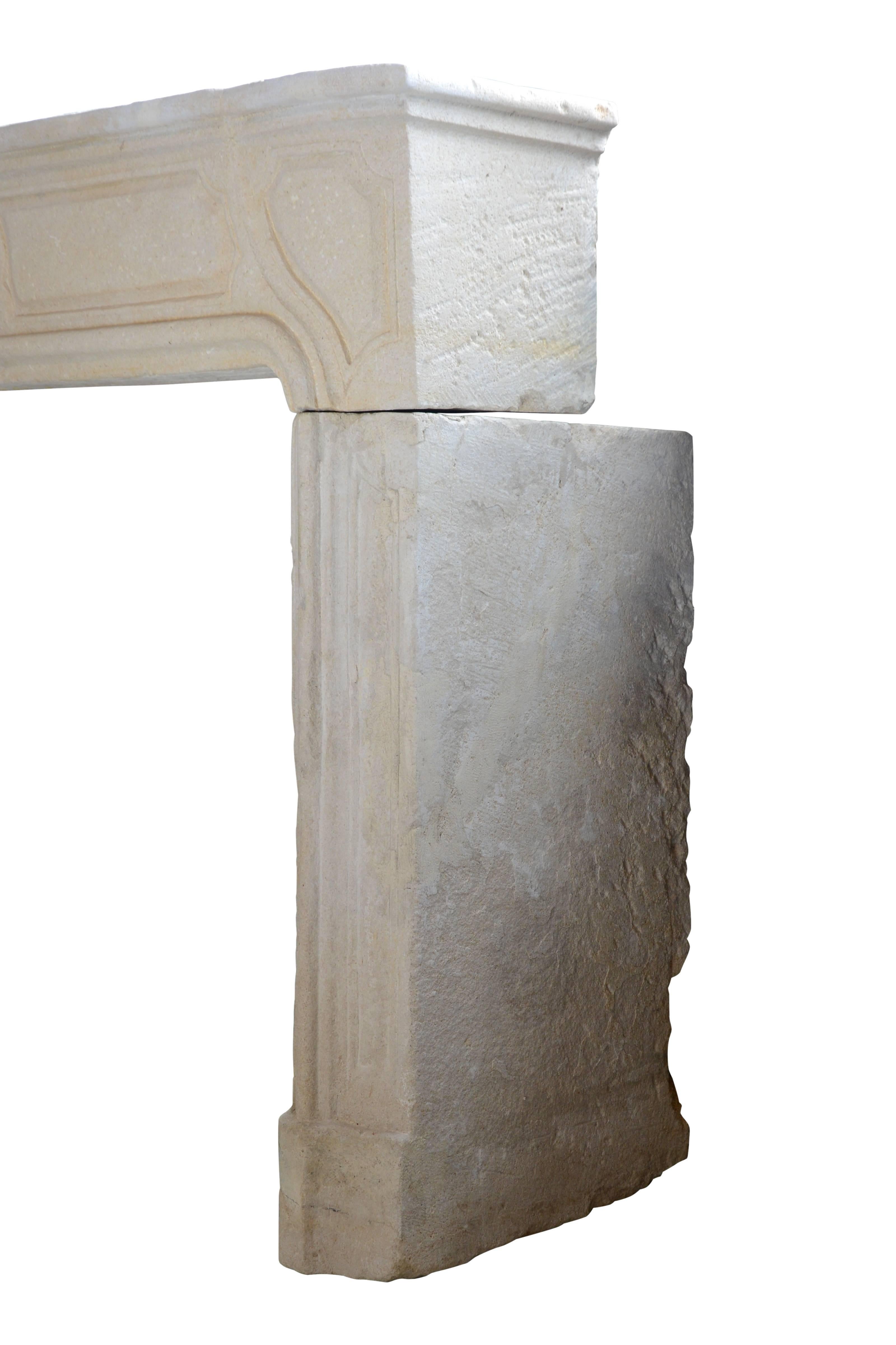 French Louis XIV Stone Fireplace, 18th Century For Sale