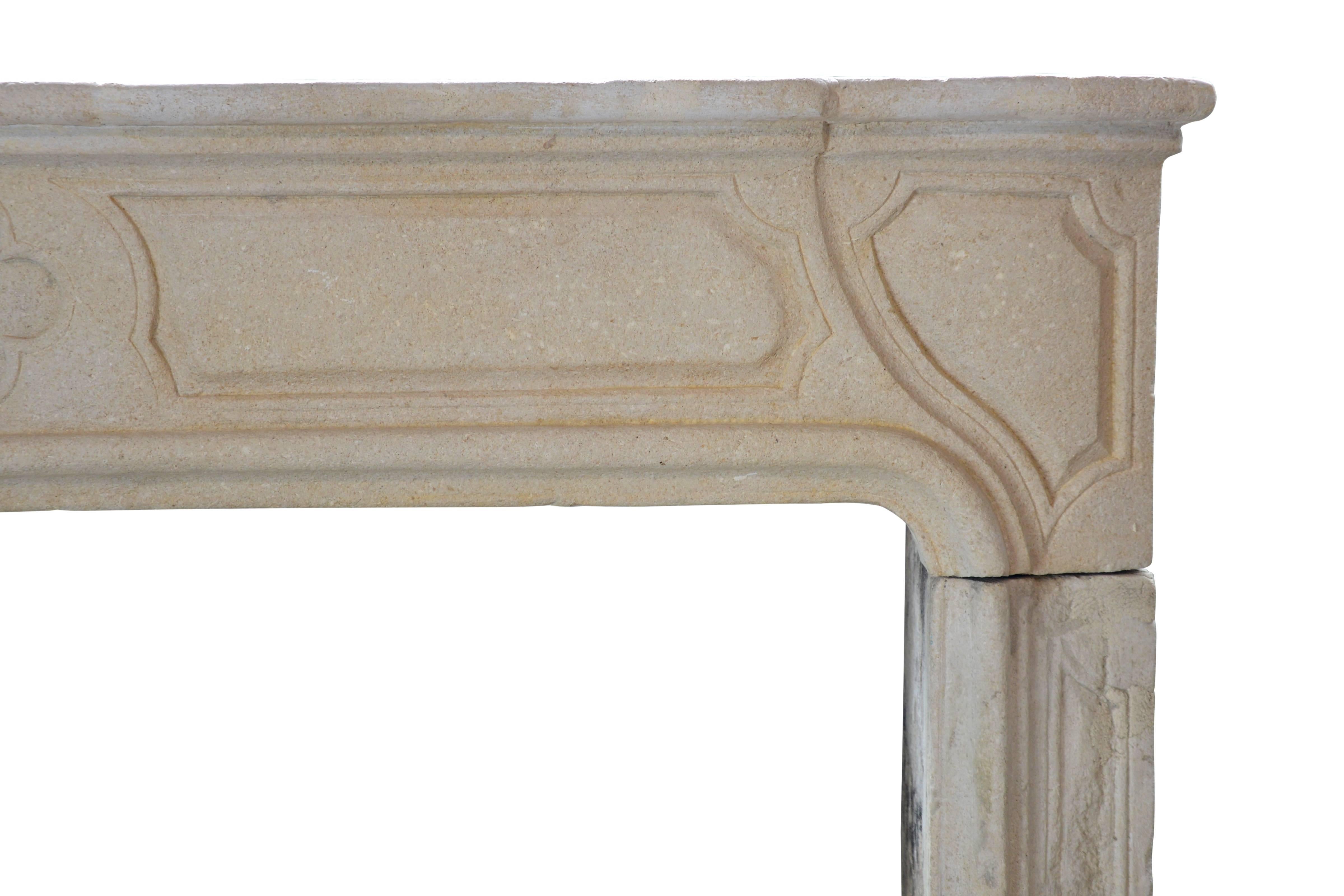 Carved Louis XIV Stone Fireplace, 18th Century For Sale