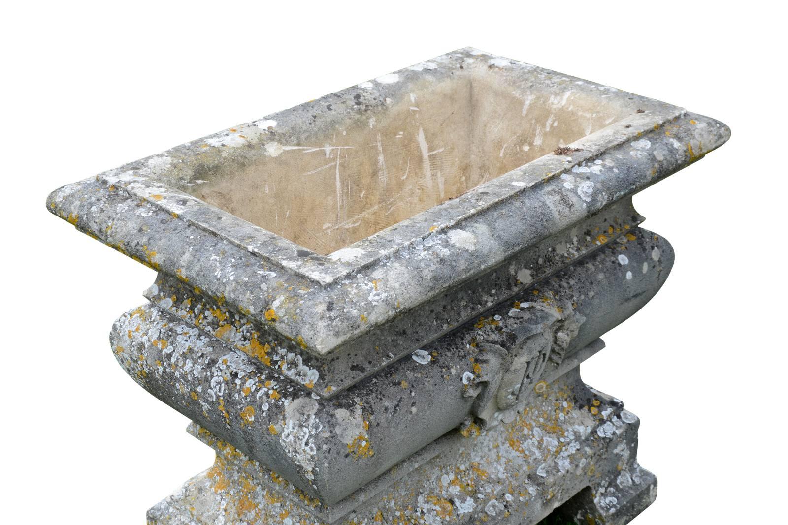 Carved French Napoleon III Stone Tub, 19th Century