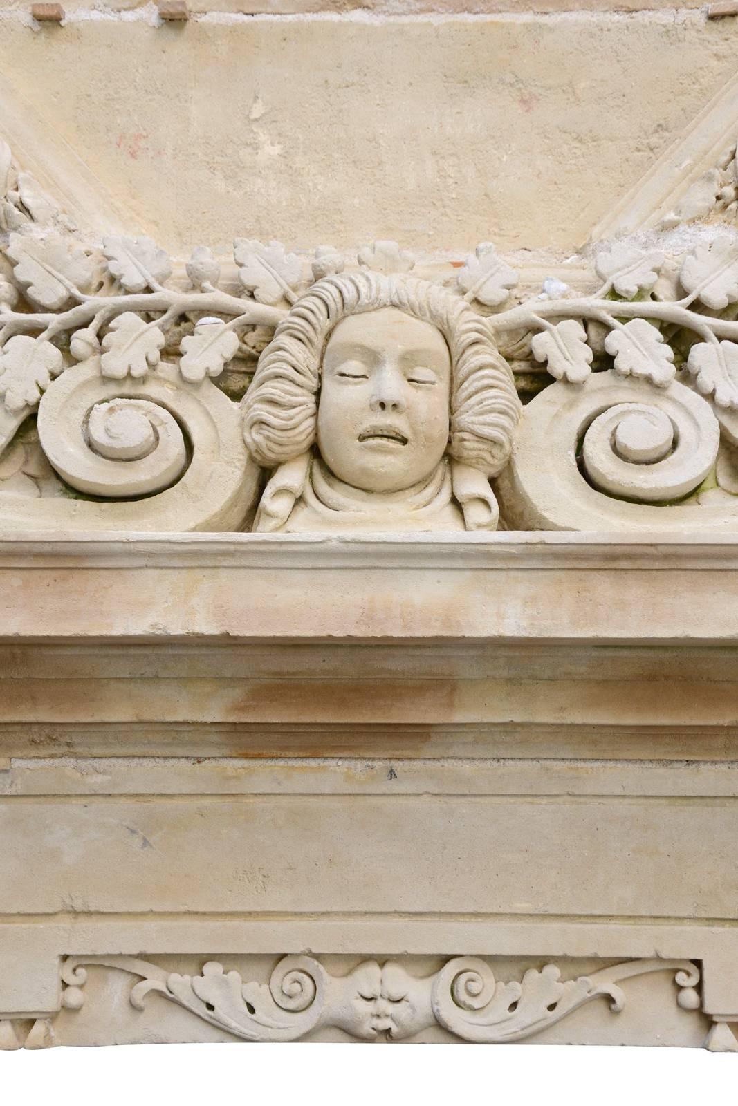 French Limestone Fireplace Carved During the Reign of Louis XIV, 17th Century For Sale