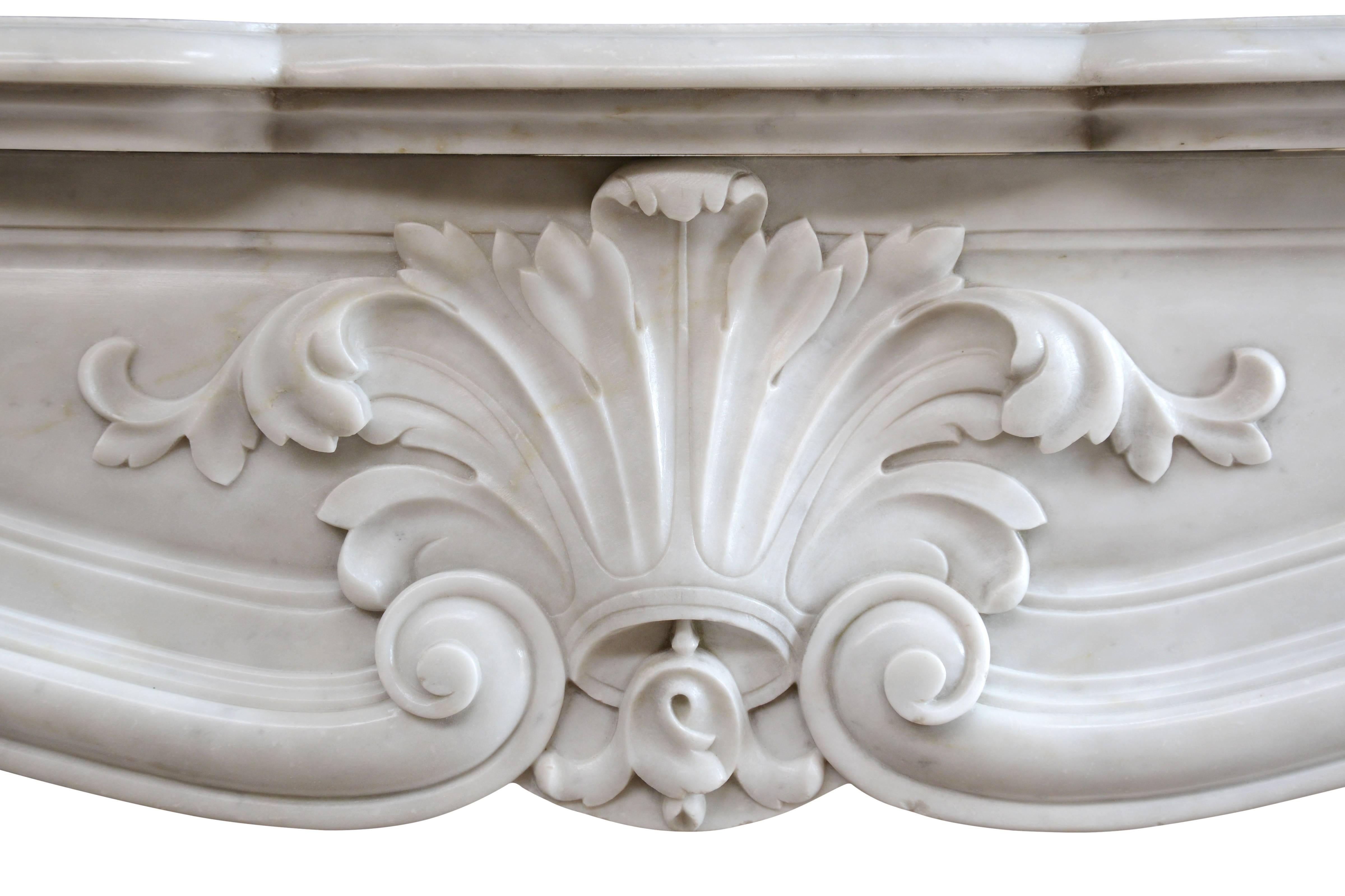 Louis XV Style Carrara Marble Fireplace, 19th Century 1