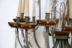 Louis XV Style Wrought Iron Candelabra with Crystal Pendants, 20th Century