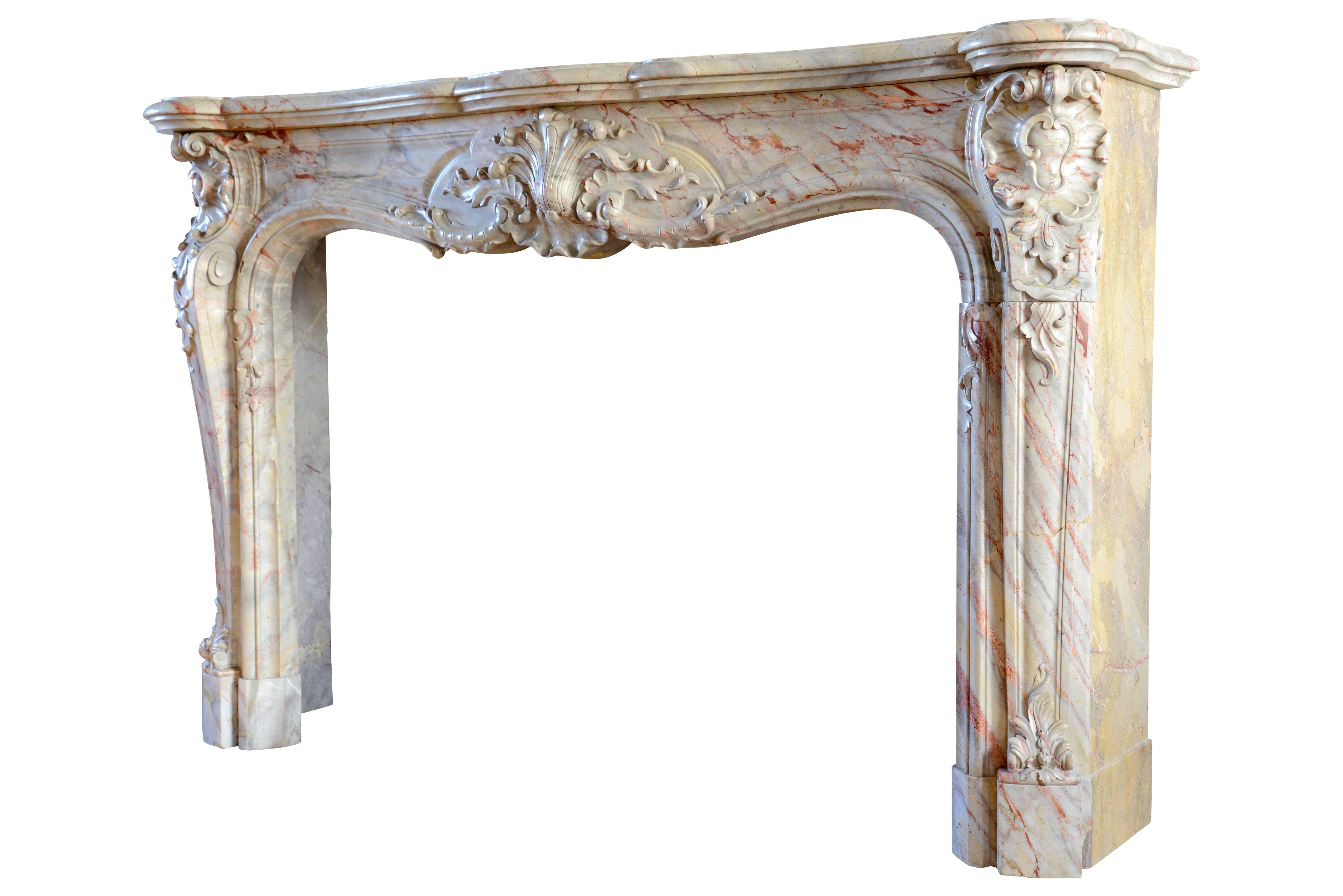 Louis XV Sarrancolin Marble Louis 15 Fireplace, 19th Century For Sale