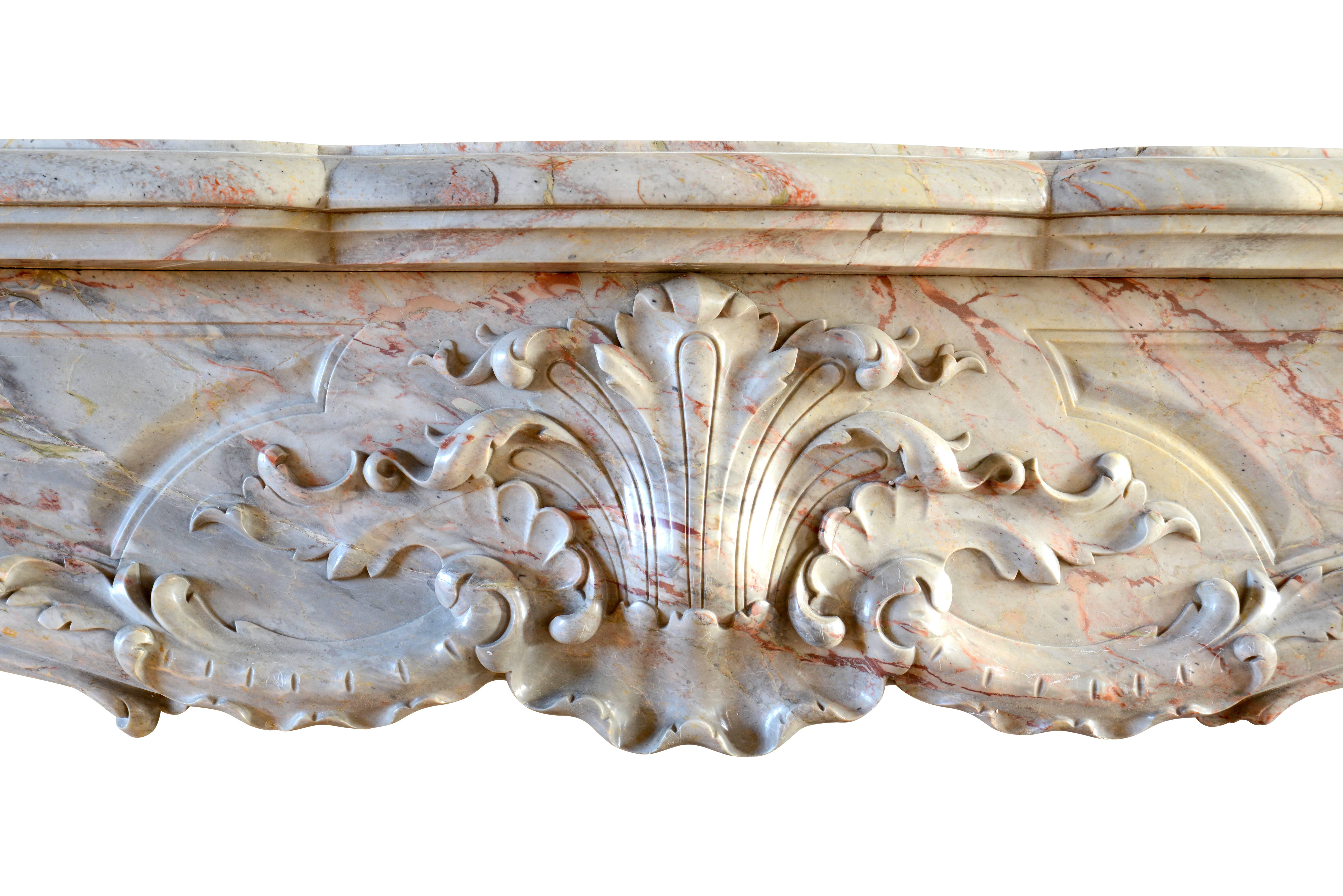 Sarrancolin Marble Louis 15 Fireplace, 19th Century For Sale 1