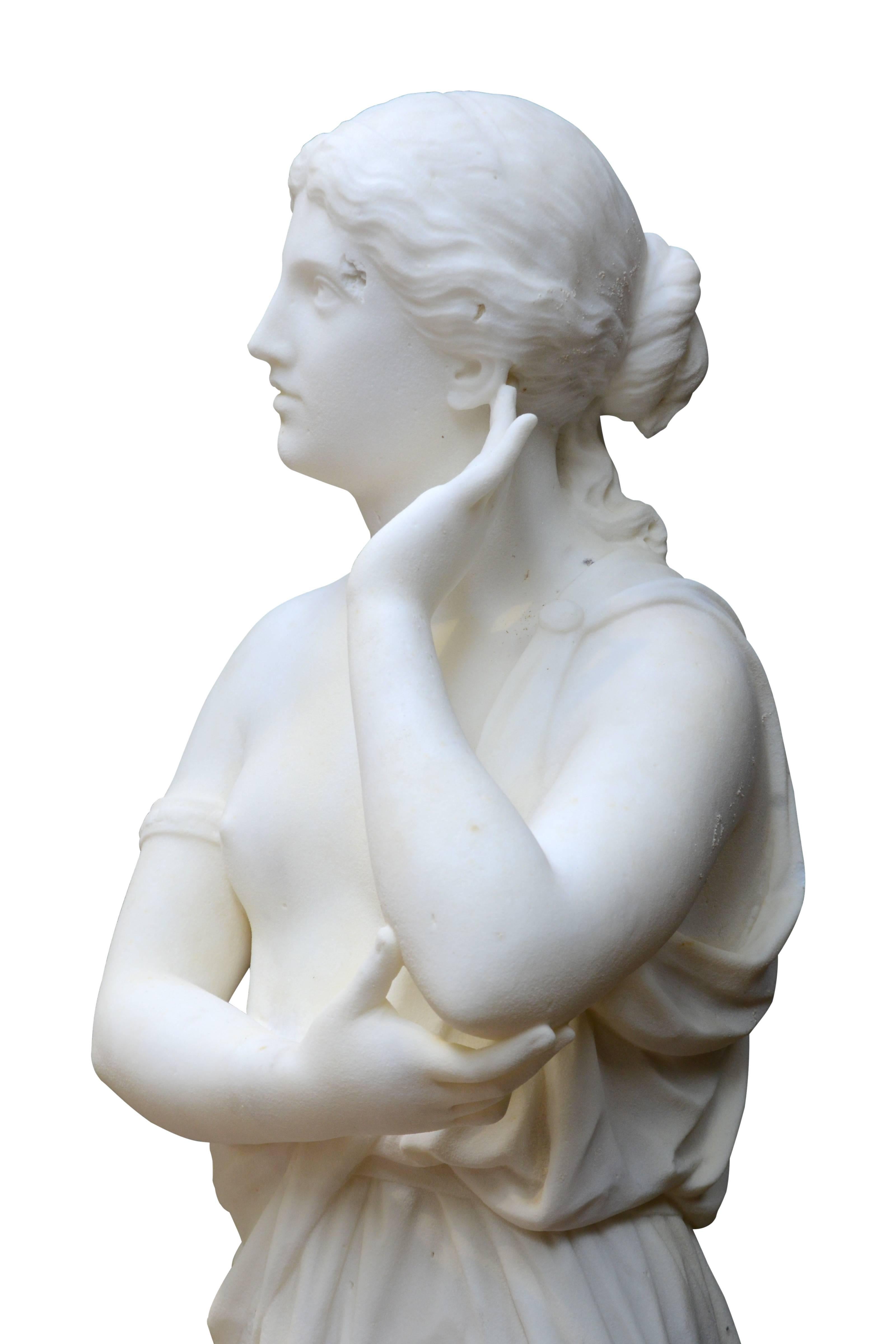 Carved White Carrara Marble Echo Statue, 19th Century For Sale