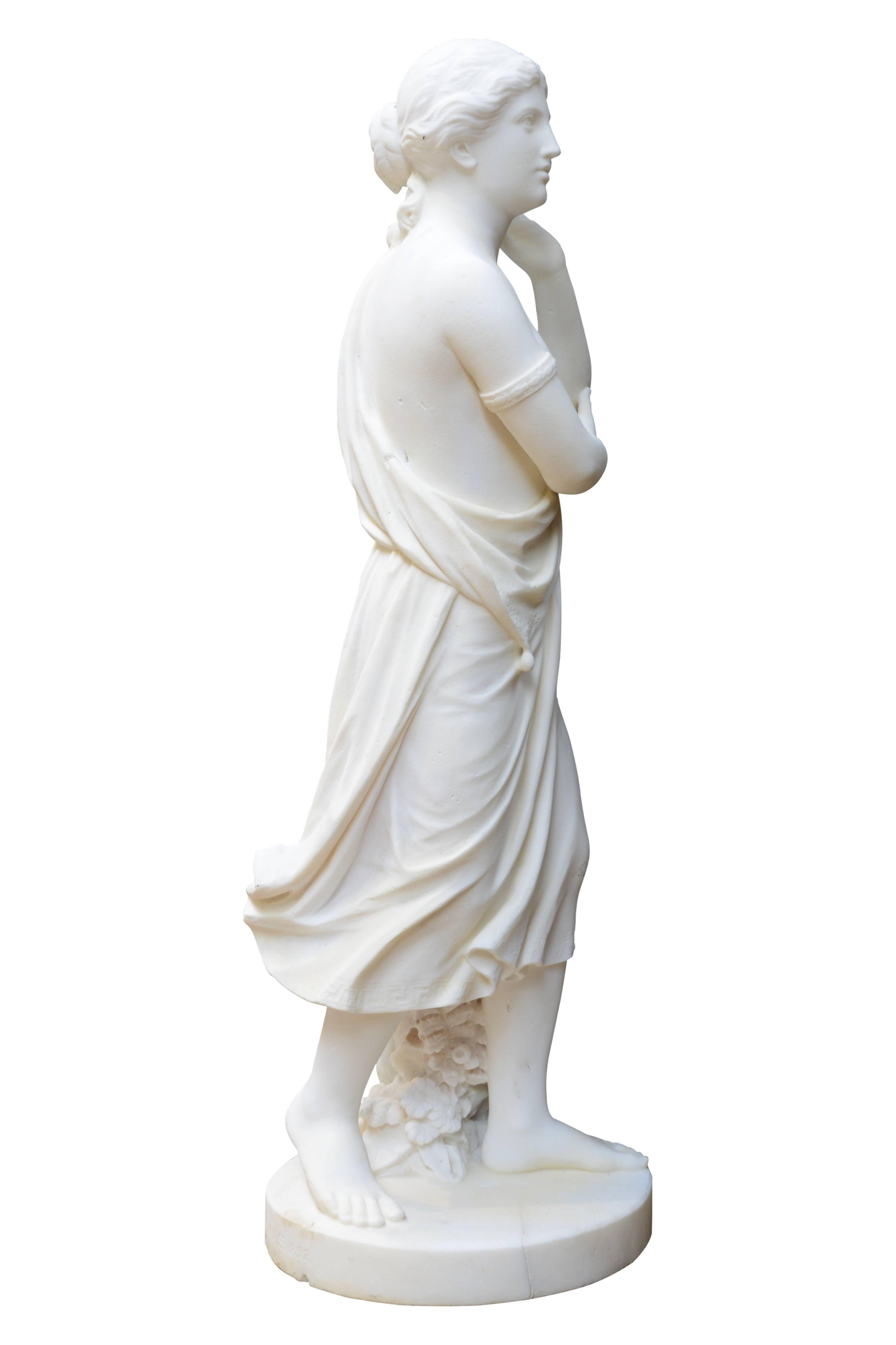 Classical Roman White Carrara Marble Echo Statue, 19th Century For Sale