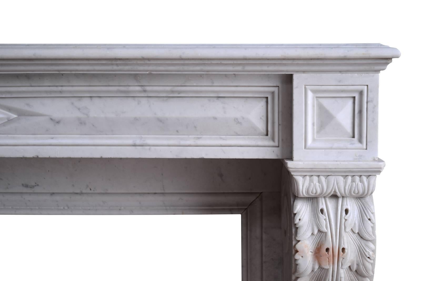 Louis Philippe French Louis-Philippe White Carrara Marble Fireplace, 19th Century For Sale