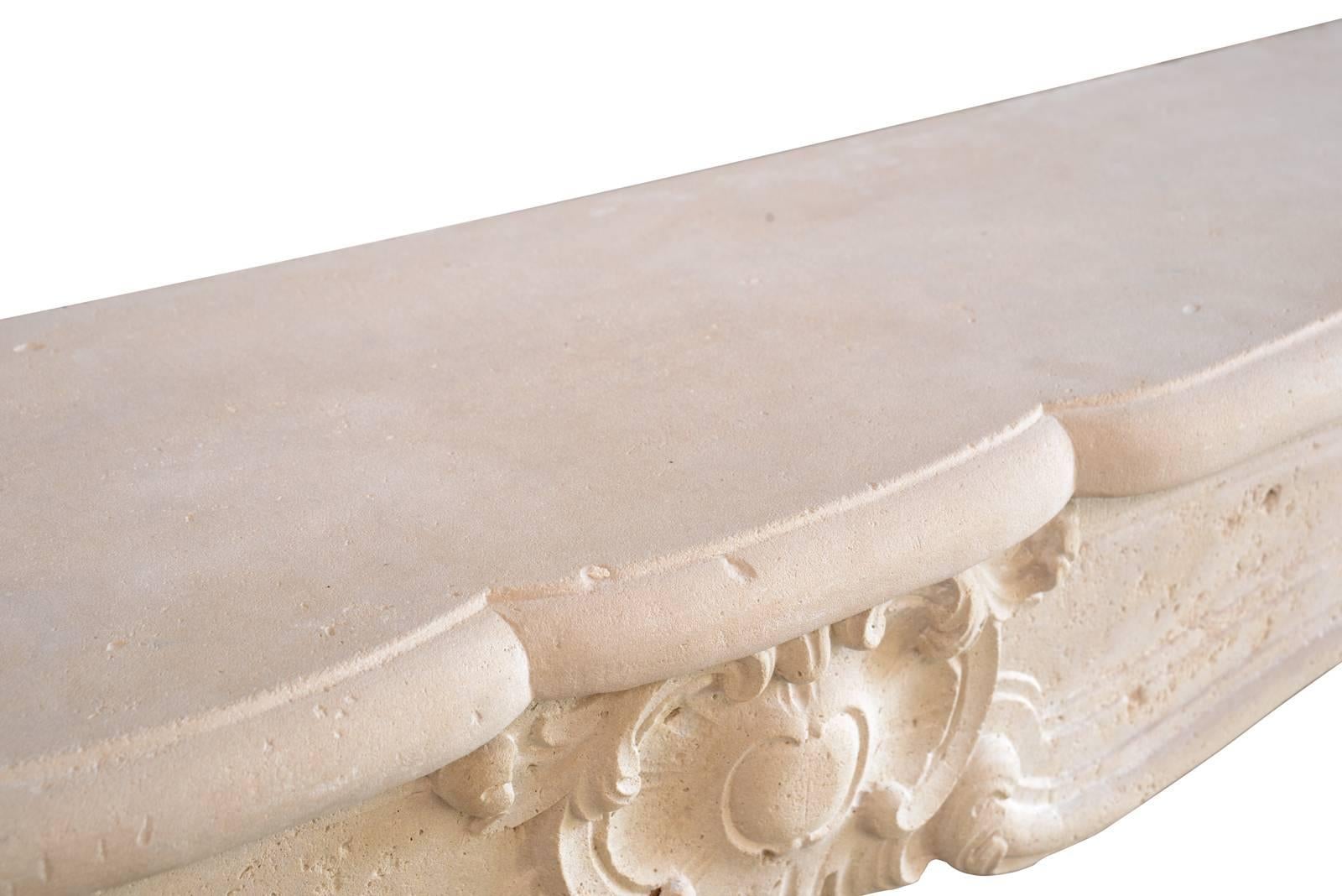 French Louis XV Period Stone Fireplace, 18th Century 2