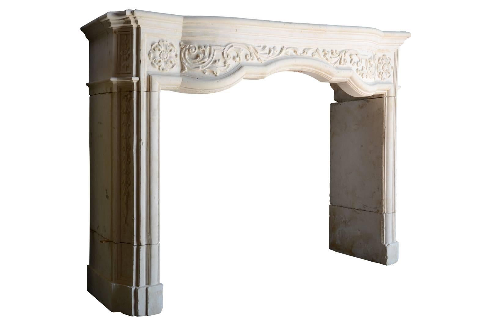 French Regency Stone Fireplace, 18th Century For Sale
