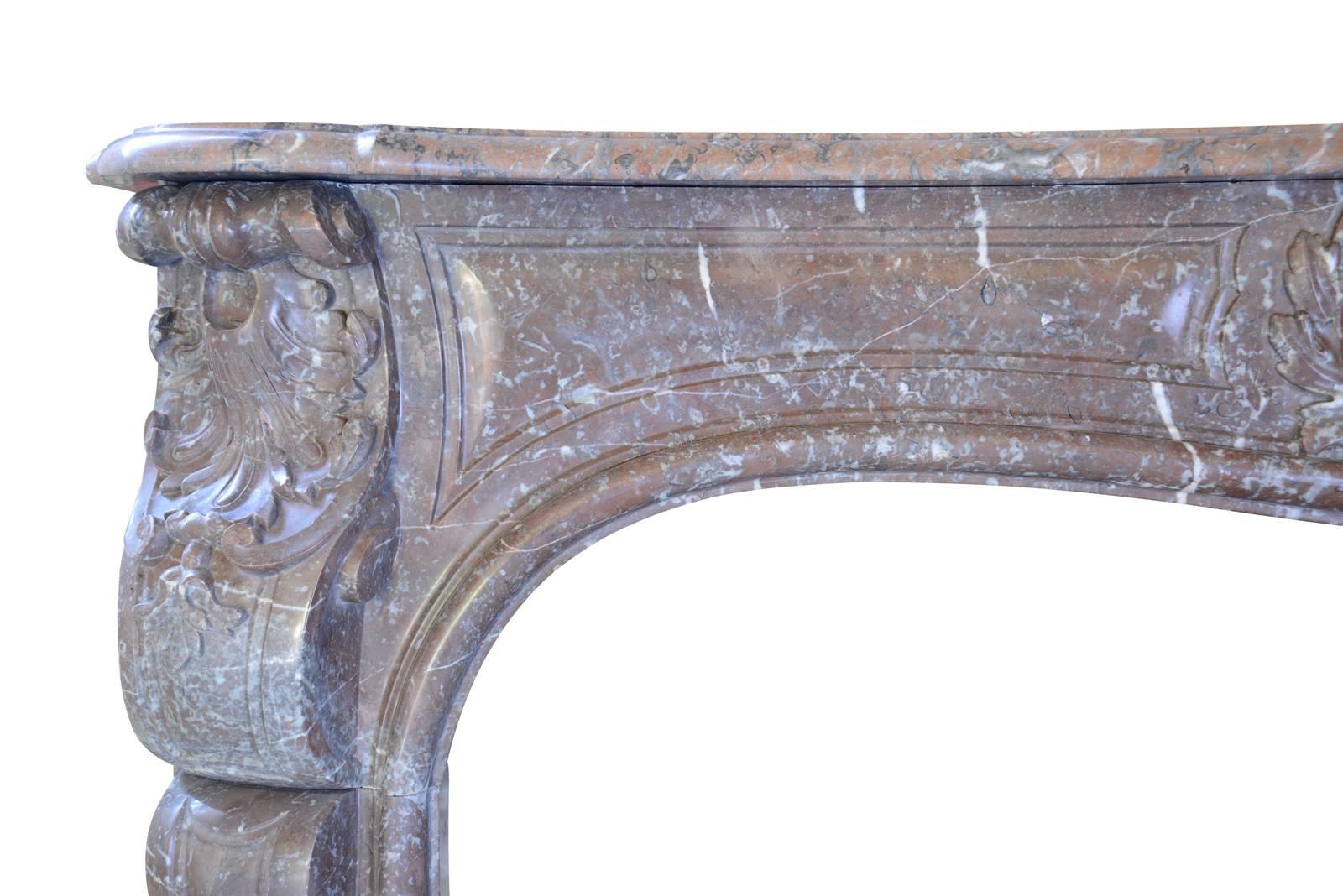 French Louis XV Style in Royal Red Marble Fireplace, 19th Century For Sale 2