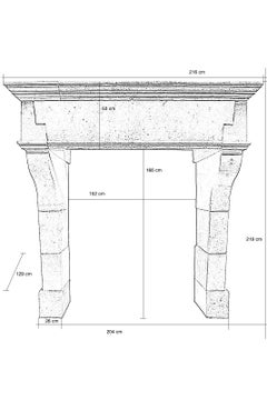 Louis 13 Limestone Fireplace, 17th Century