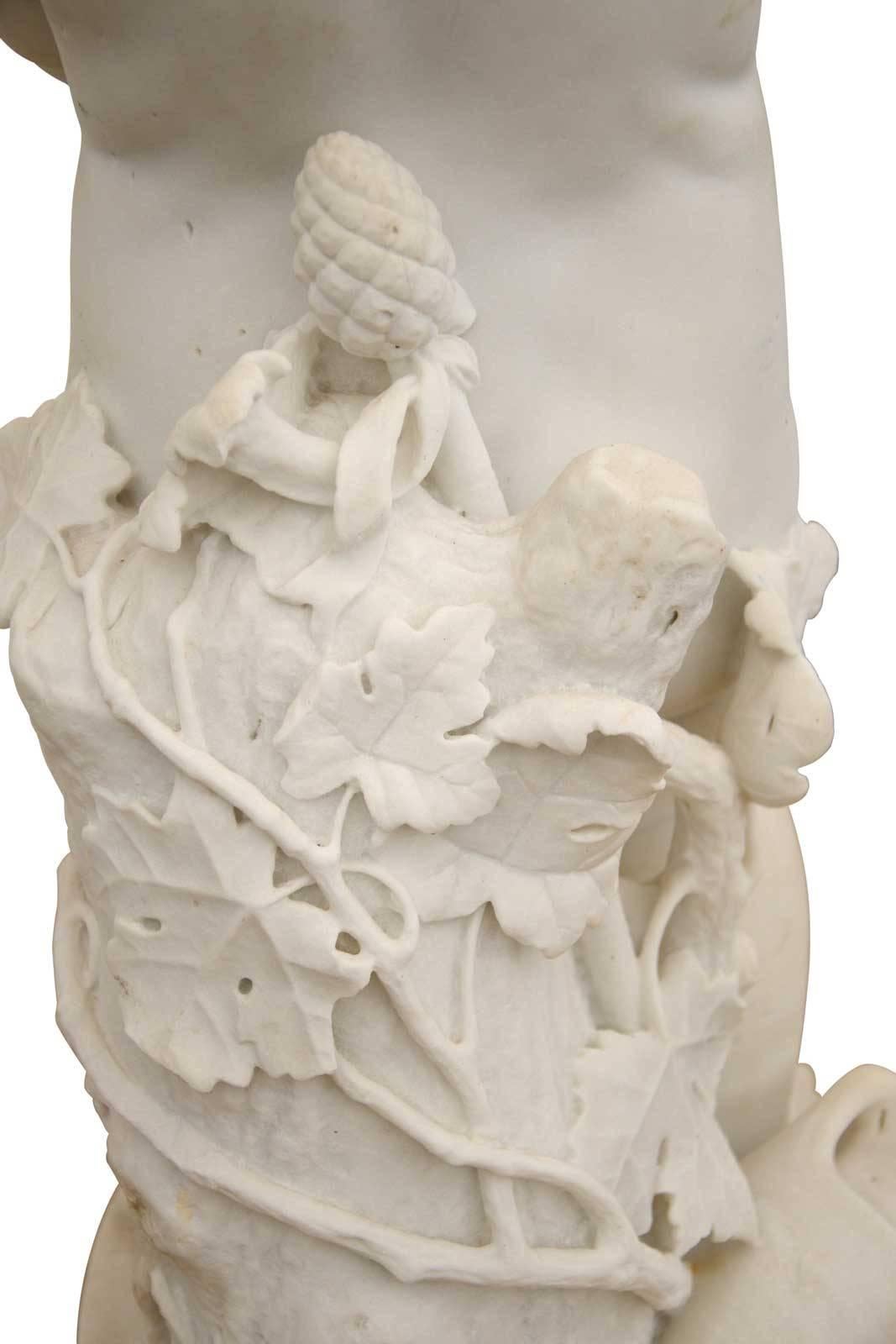 Classical Greek White Marble Statue of Bacchus or Putti, 19th Century For Sale