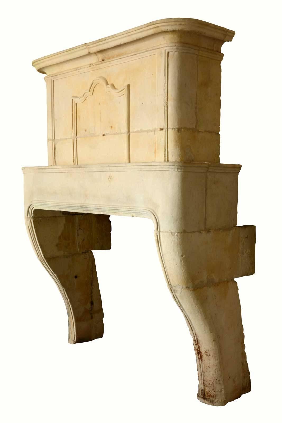 French Louis XIV Stone Overmantel Fireplace, 18th Century For Sale