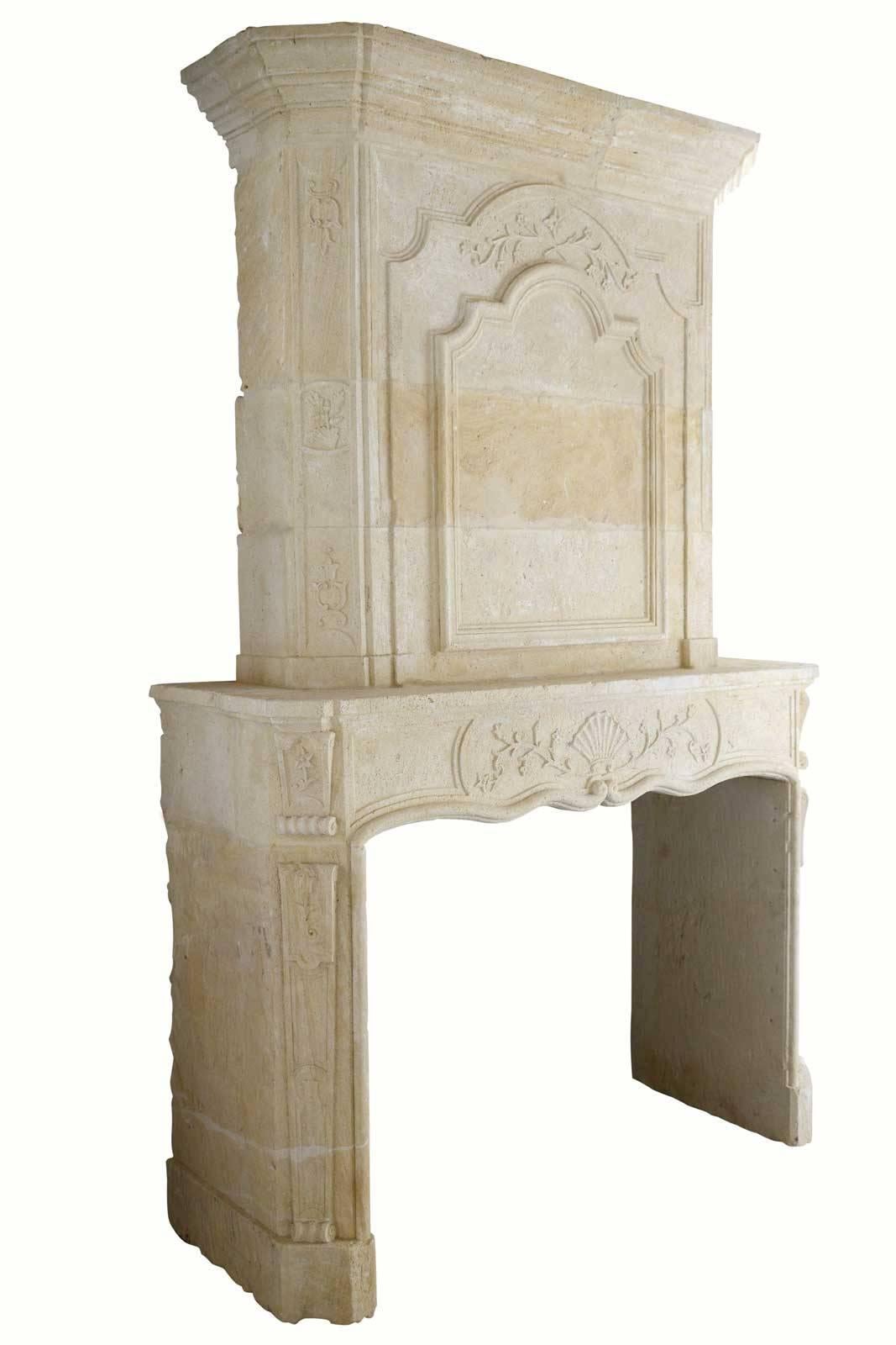 Louis XV Regency Stone Fireplace, 18th Century For Sale