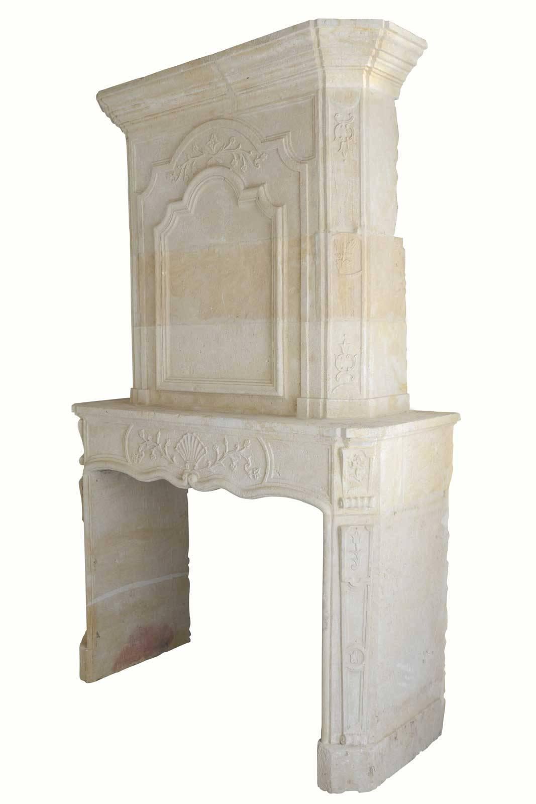 French Regency Stone Fireplace, 18th Century For Sale