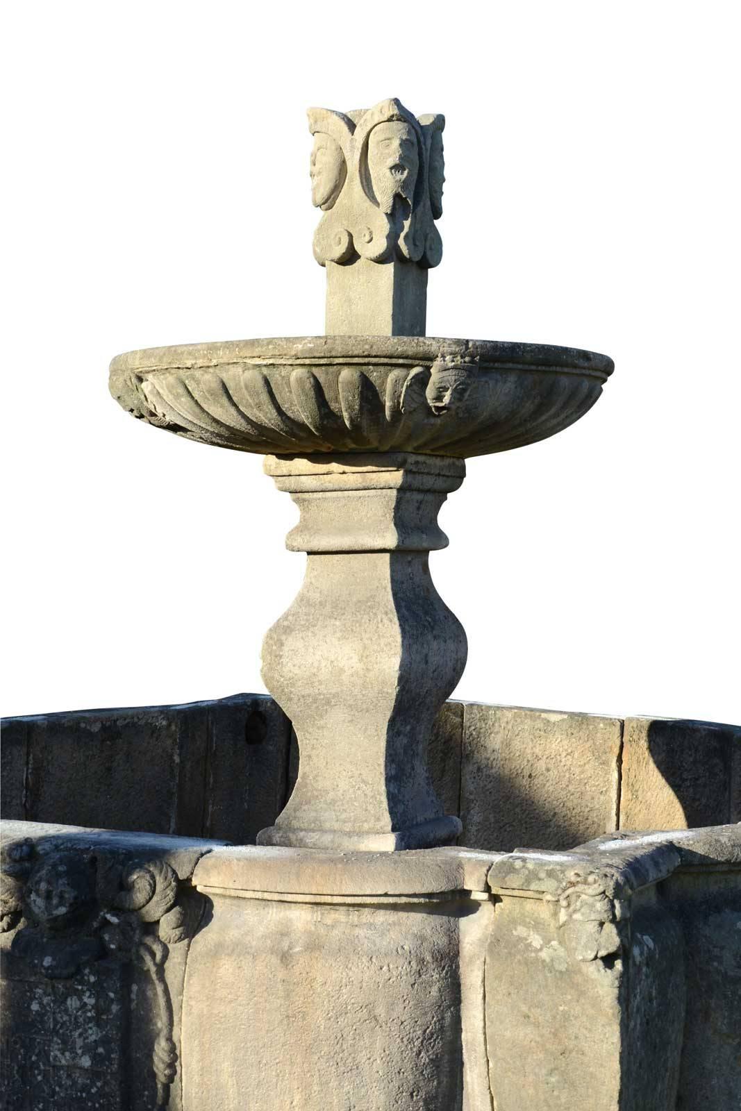 French Rare Ceremonial Stone Fountain, 17th Century For Sale
