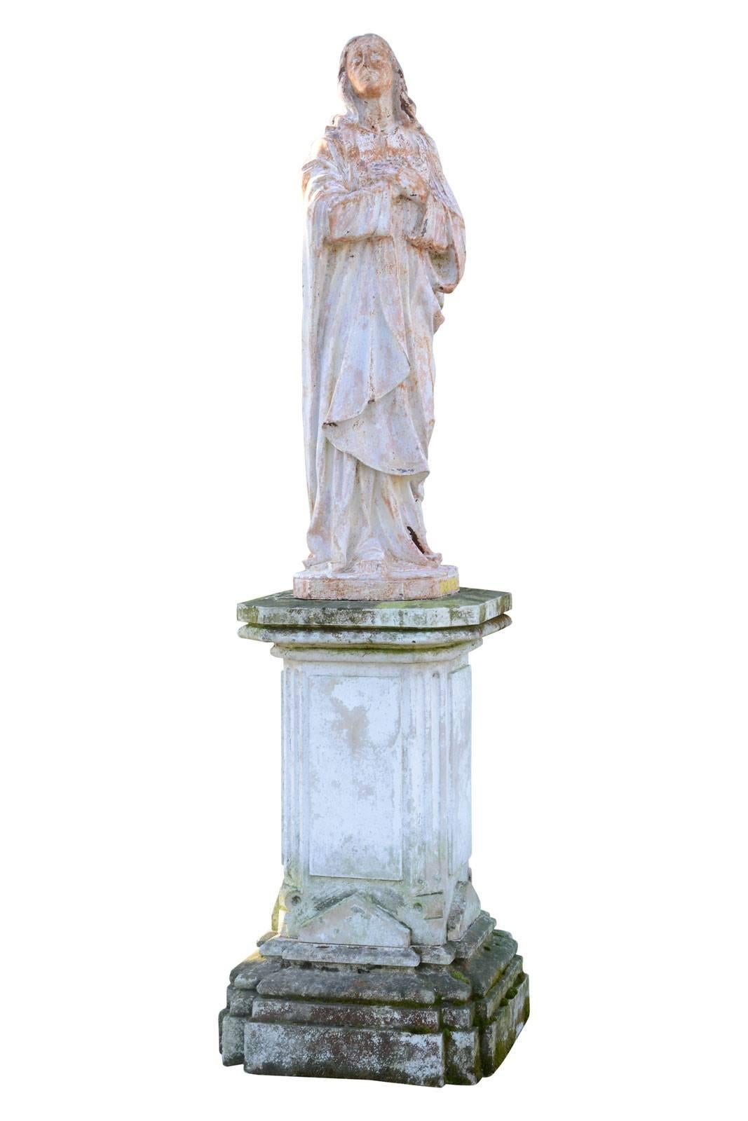Louis XIV Style Stone Pair of Pedestals, 19th Century 3