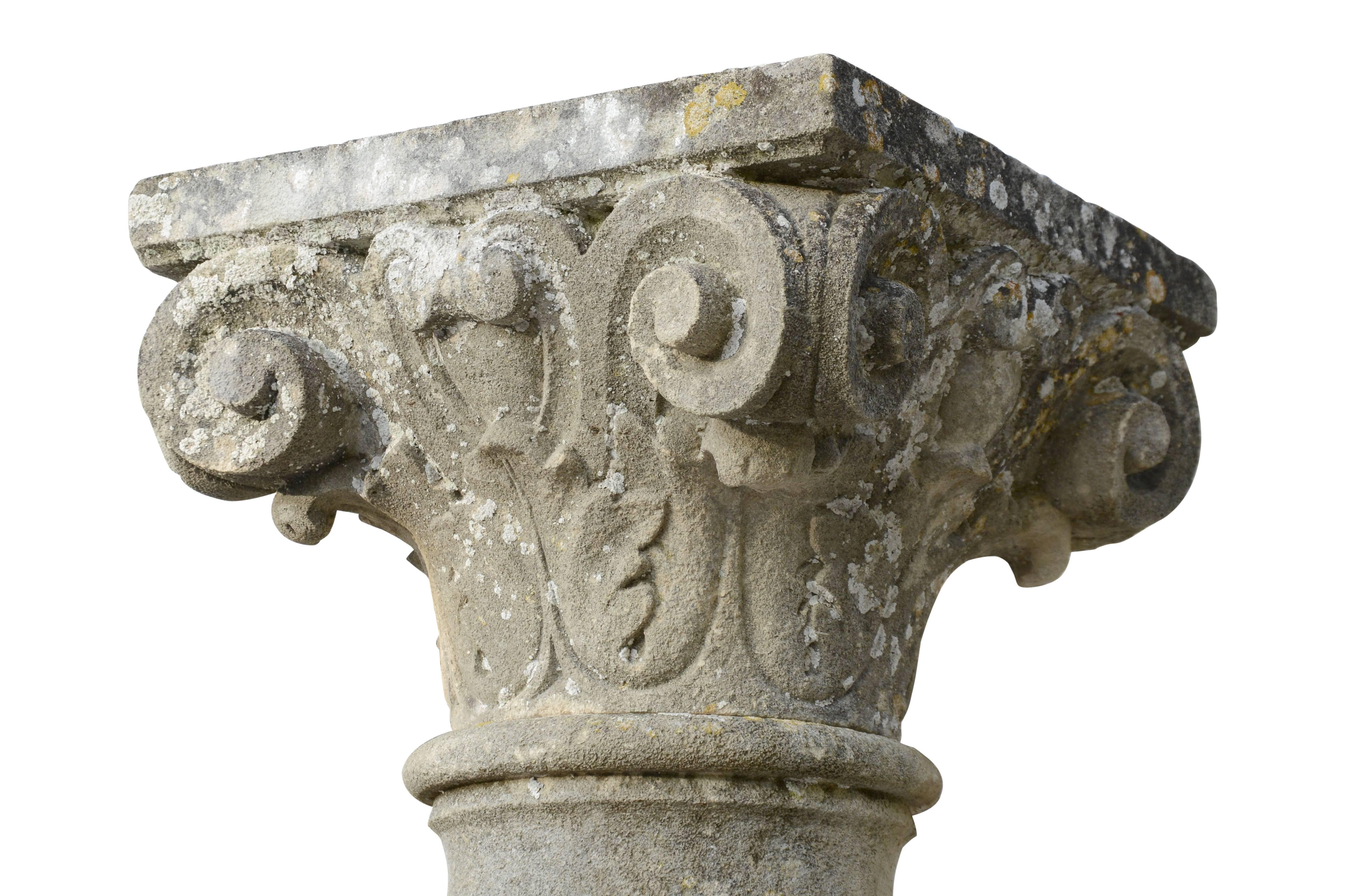 Pair of Carved Stone Columns, 19th Century 3