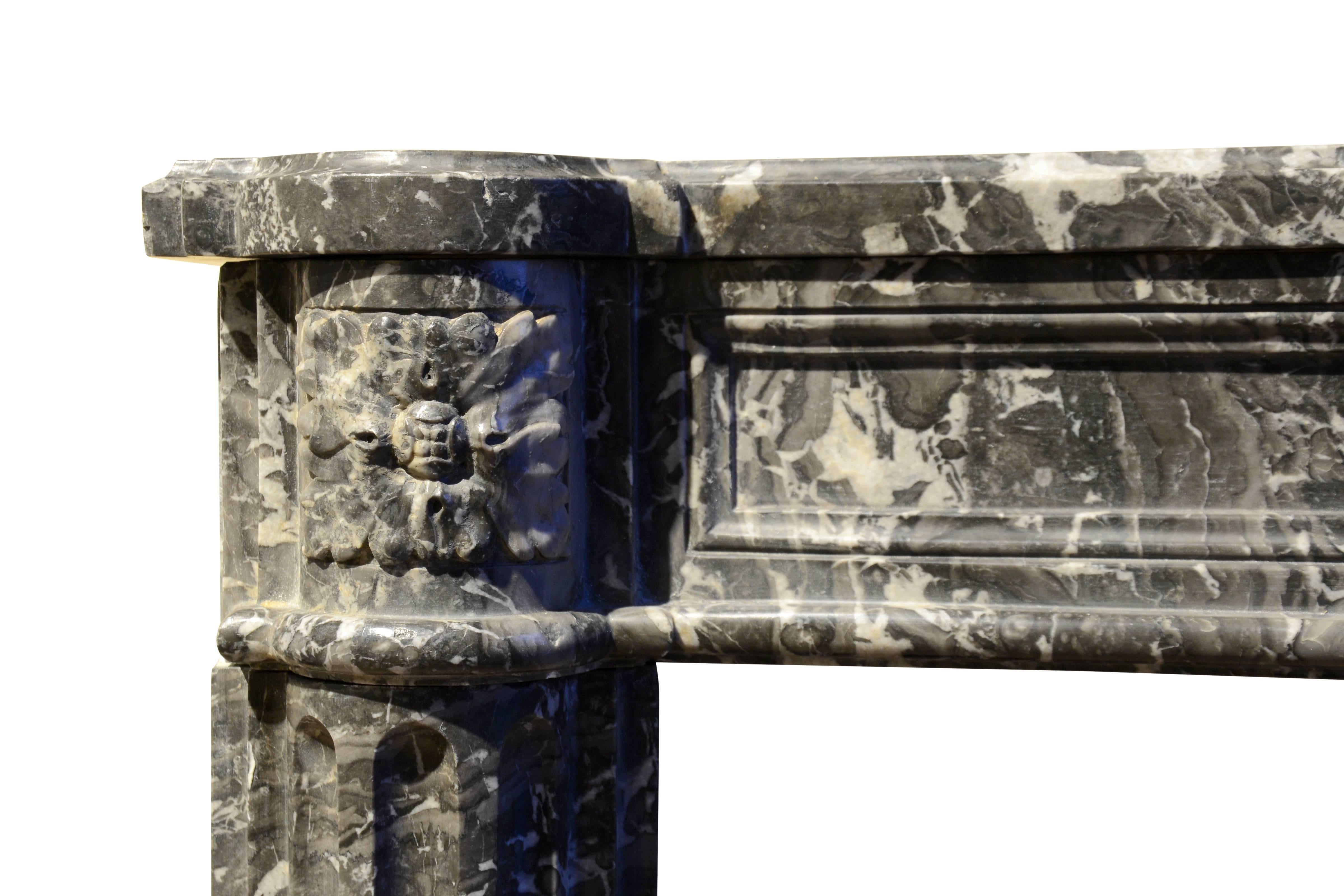 Louis XVI Style Grey Sainte Anne Marble Fireplace, 19th Century In Good Condition For Sale In Richebourg, Yvelines
