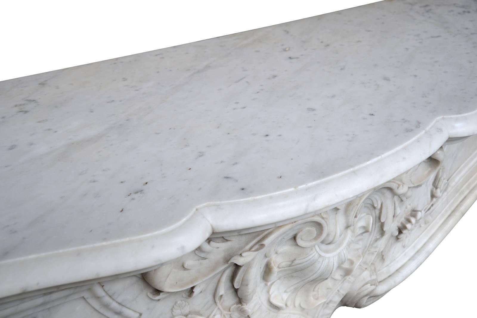 French Louis XV Style Carrara Marble Fireplace, 19th Century 3