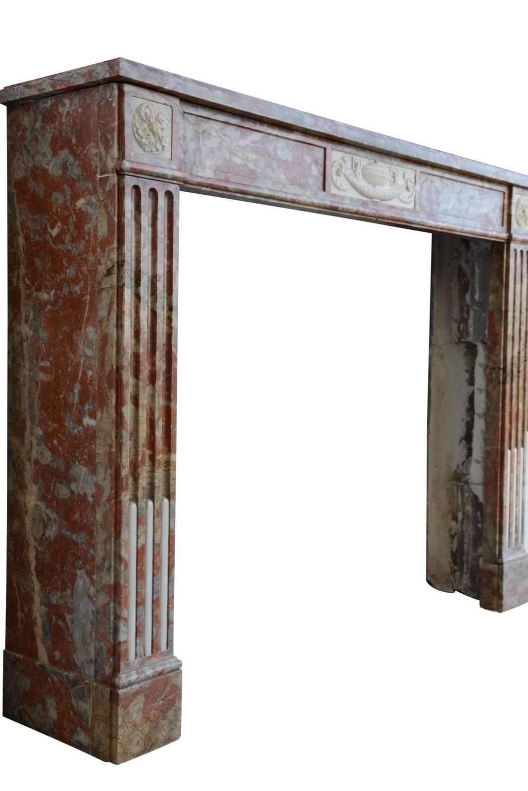 French Louis XVI Languedoc Red Marble Fireplace, 18th Century For Sale