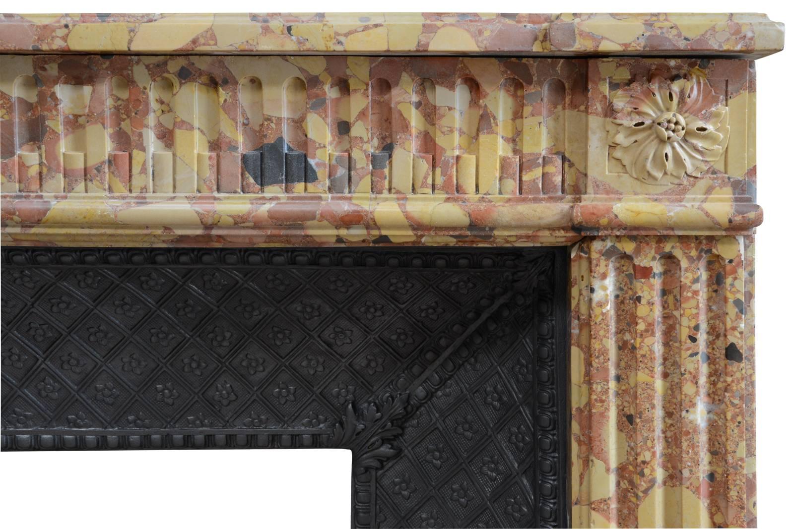 breche d'alep marble fireplace