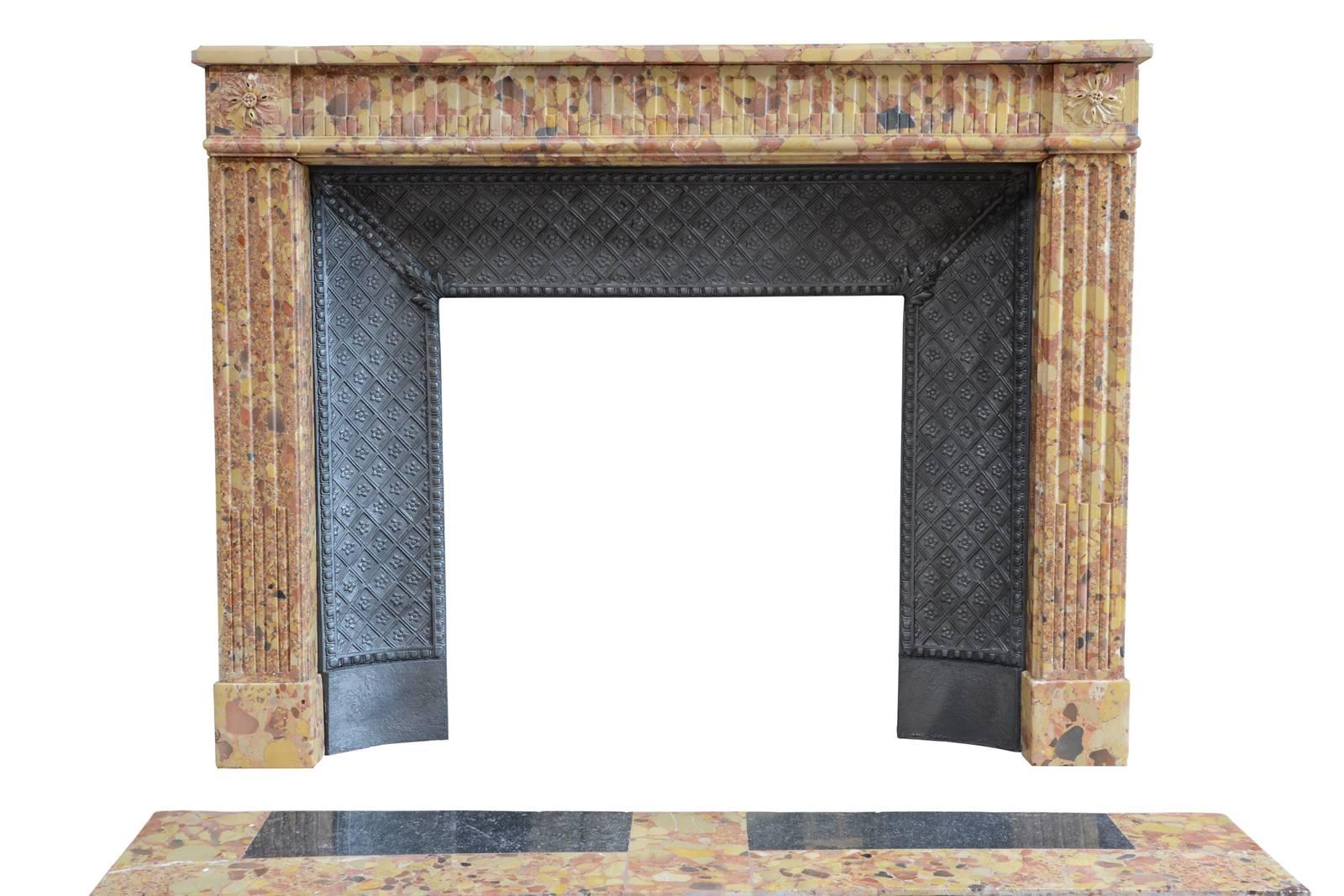 Louis XVI in Breche d'Alep Marble Fireplace, 19th Century For Sale 1