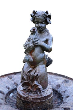 Cast Iron Fountain Centrepiece Decorated with Triton, 19th Century