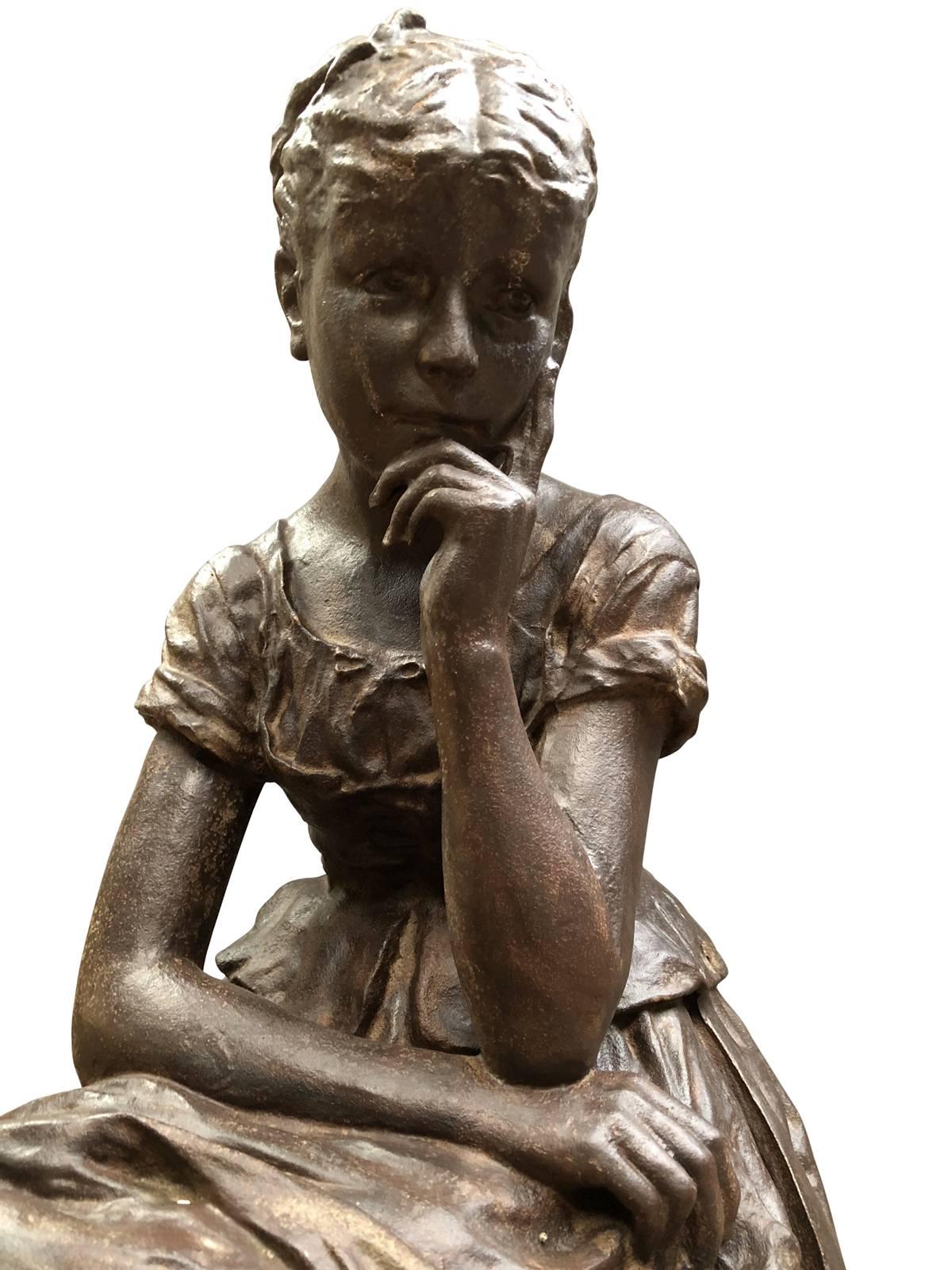 Cast Iron Statue Representing Cinderella, From Salin Foundry, 19th Century For Sale 1