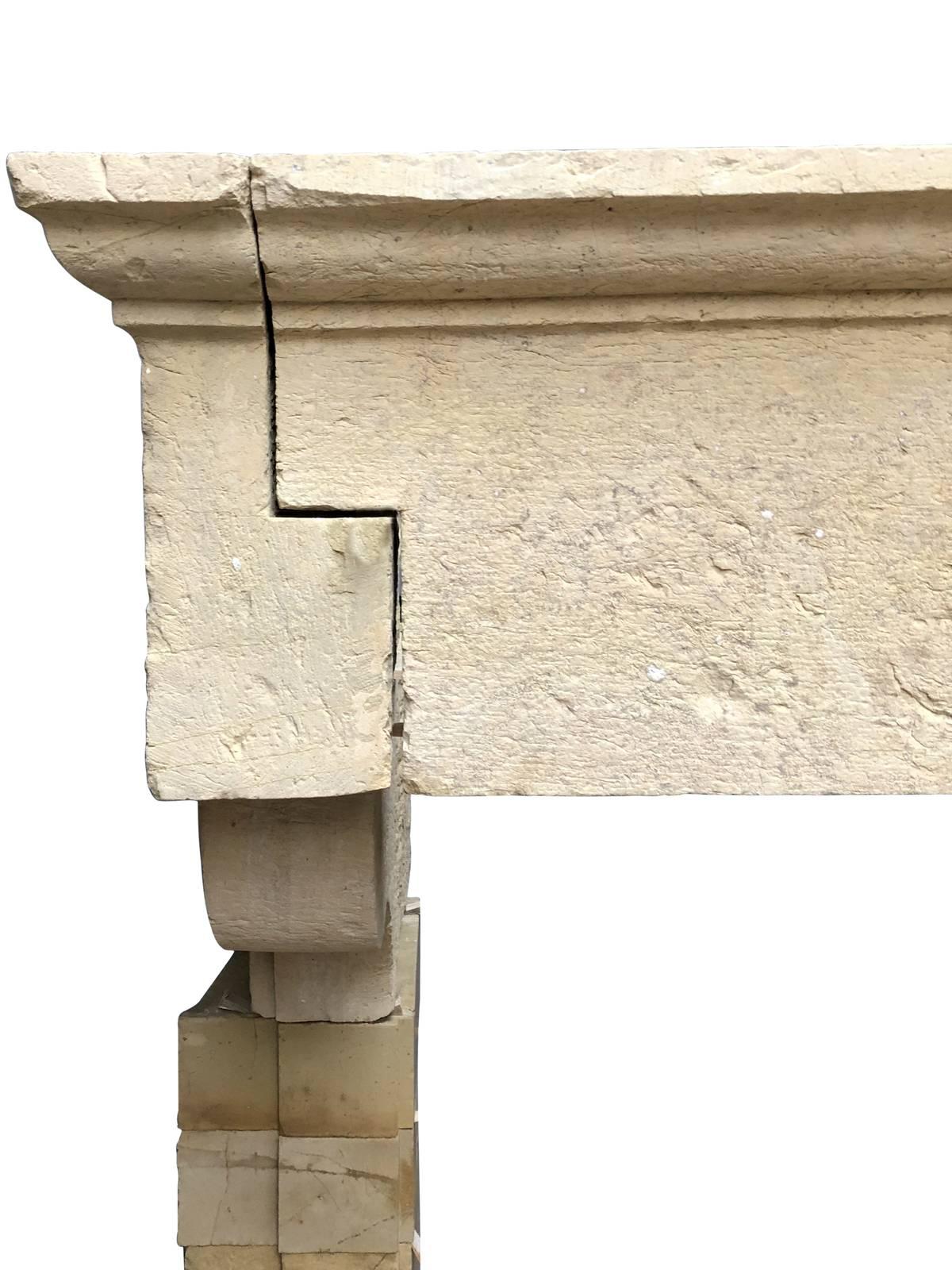 Carved Louis 13 Limestone Fireplace, 17th Century For Sale