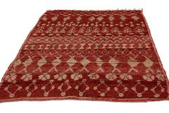 Mid-Century Modern Style Berber Moroccan Red Rug with Diamonds