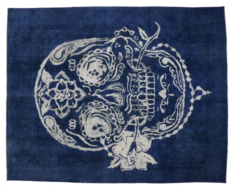 Distressed Vintage Calavera Sugar Skull Rug Inspired by Alexander ...