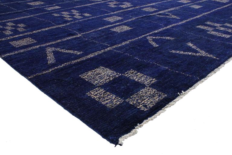 Contemporary Moroccan Style Area Rug in Cobalt Blue at 1stdibs