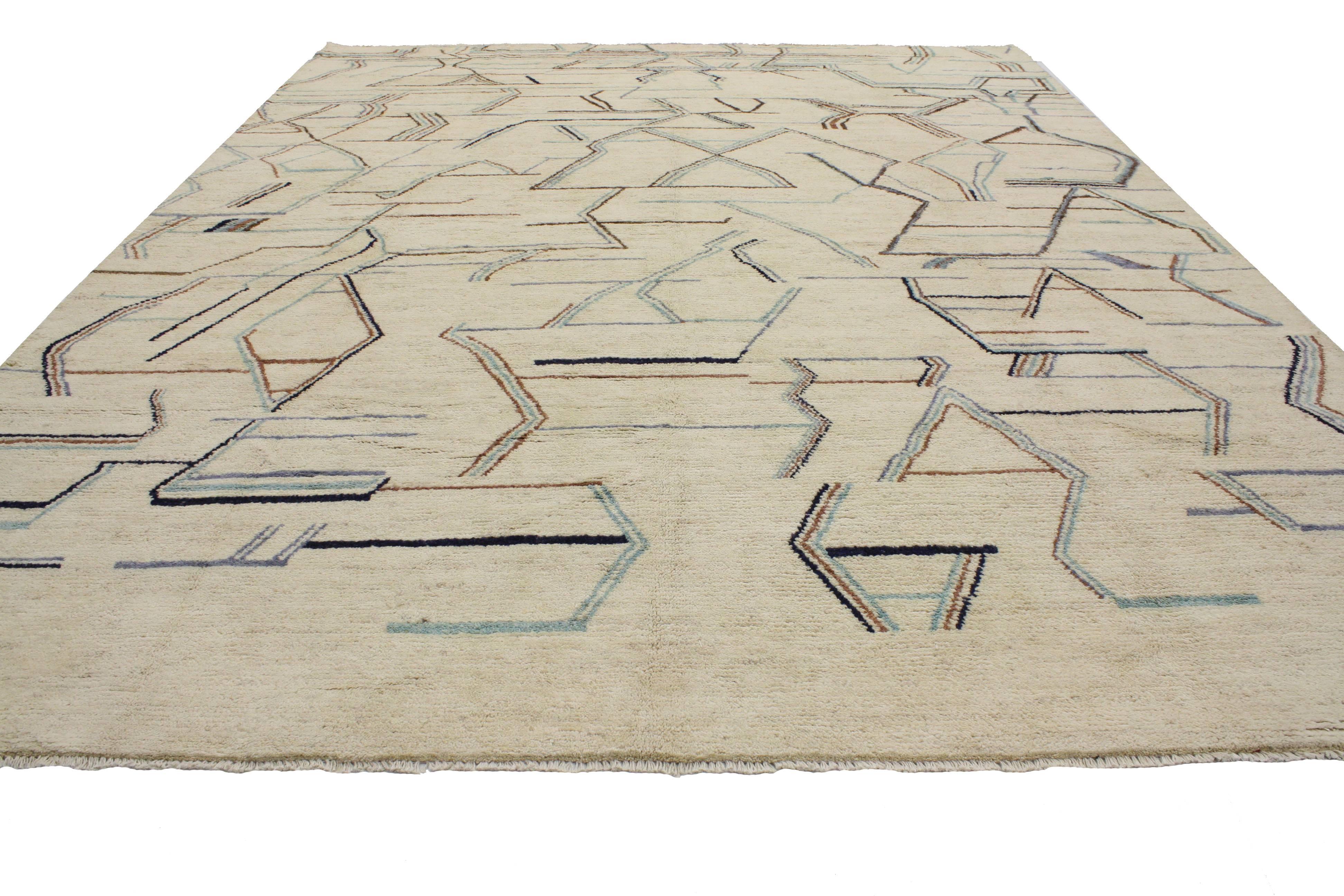 Mid-Century Modern Contemporary Moroccan Style Area Rug with Modern Style