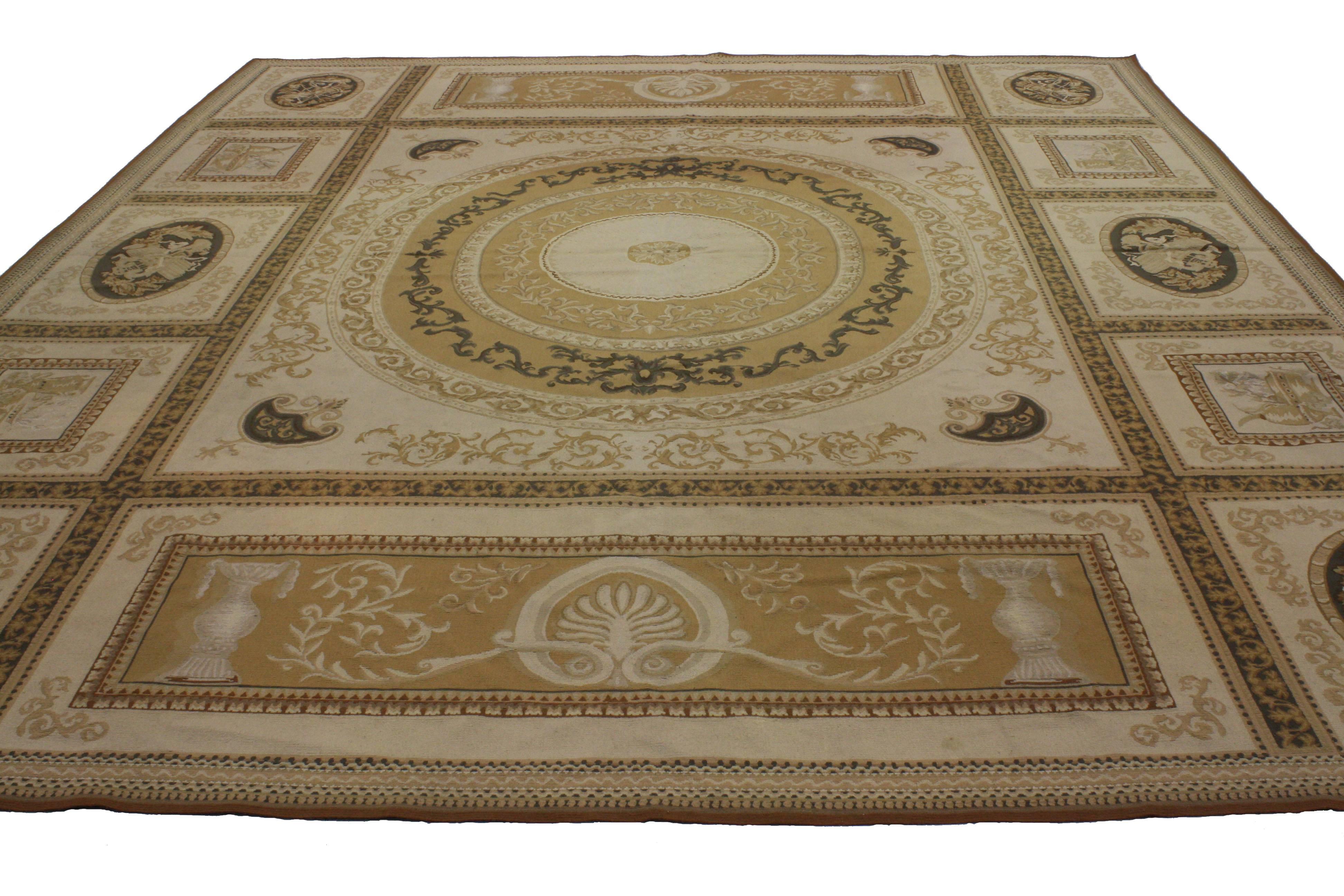 Hand-Woven Vintage Chinese Aubusson Rug with European Style