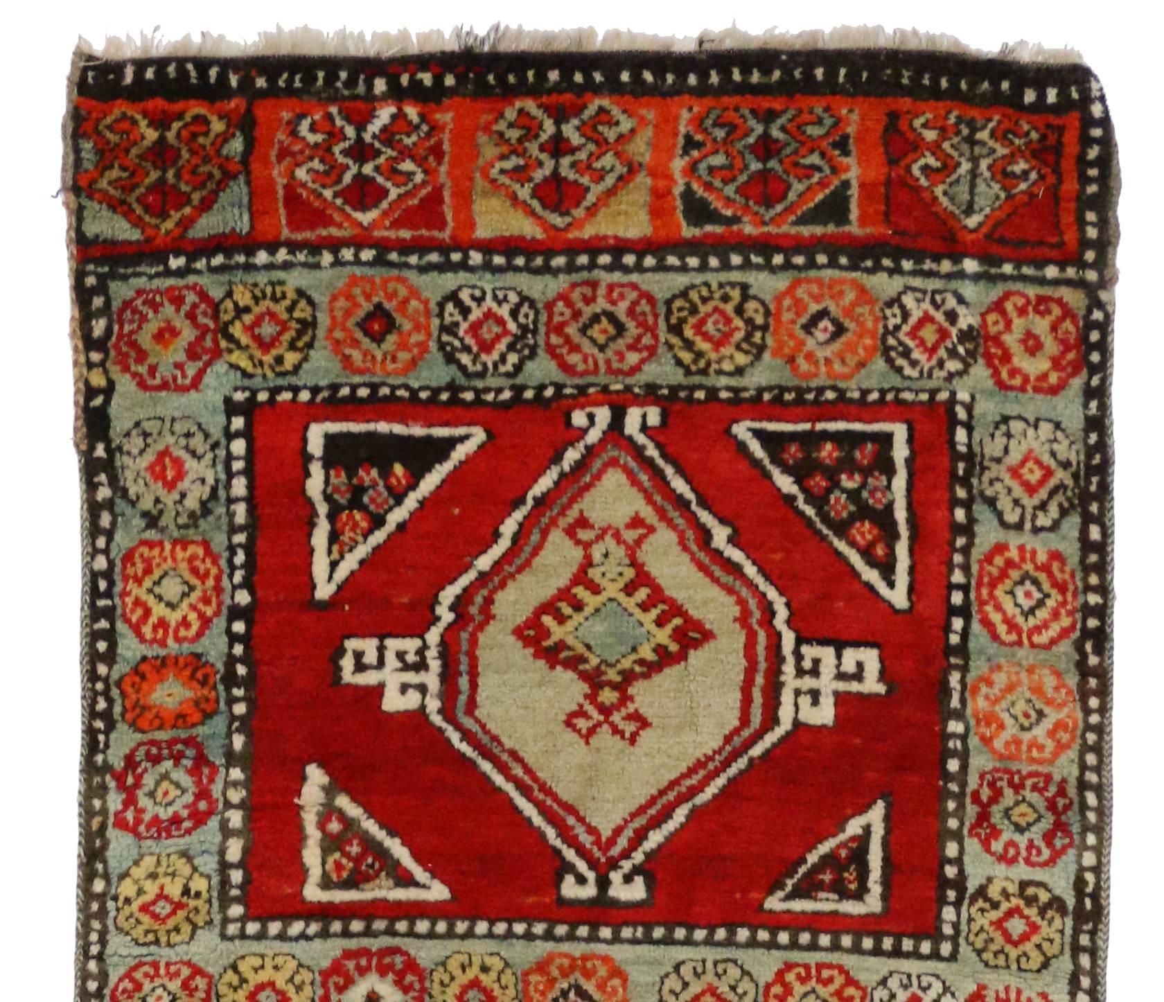 Hand-Knotted Vintage Turkish Oushak Runner with Eclectic Mediterranean Style
