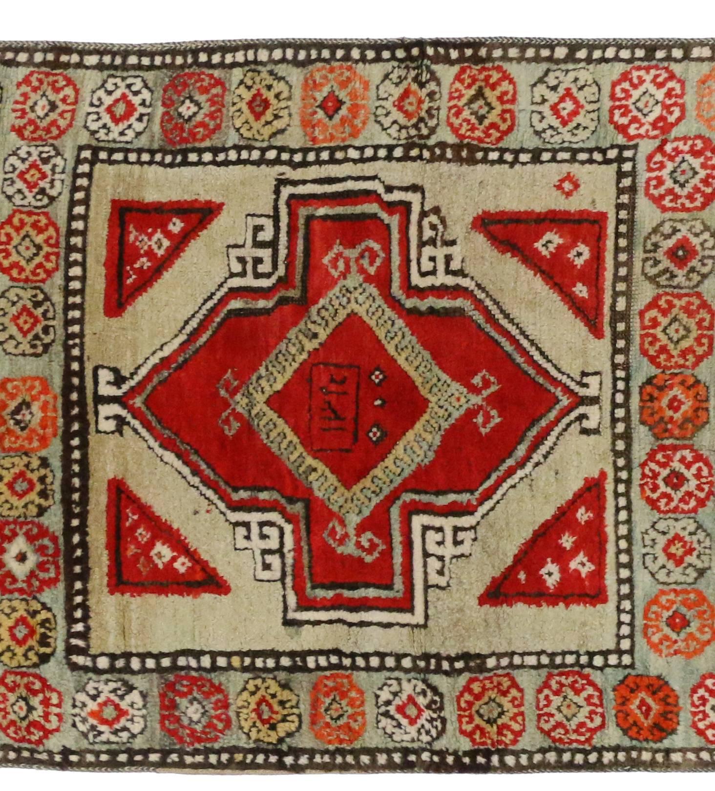 20th Century Vintage Turkish Oushak Runner with Eclectic Mediterranean Style