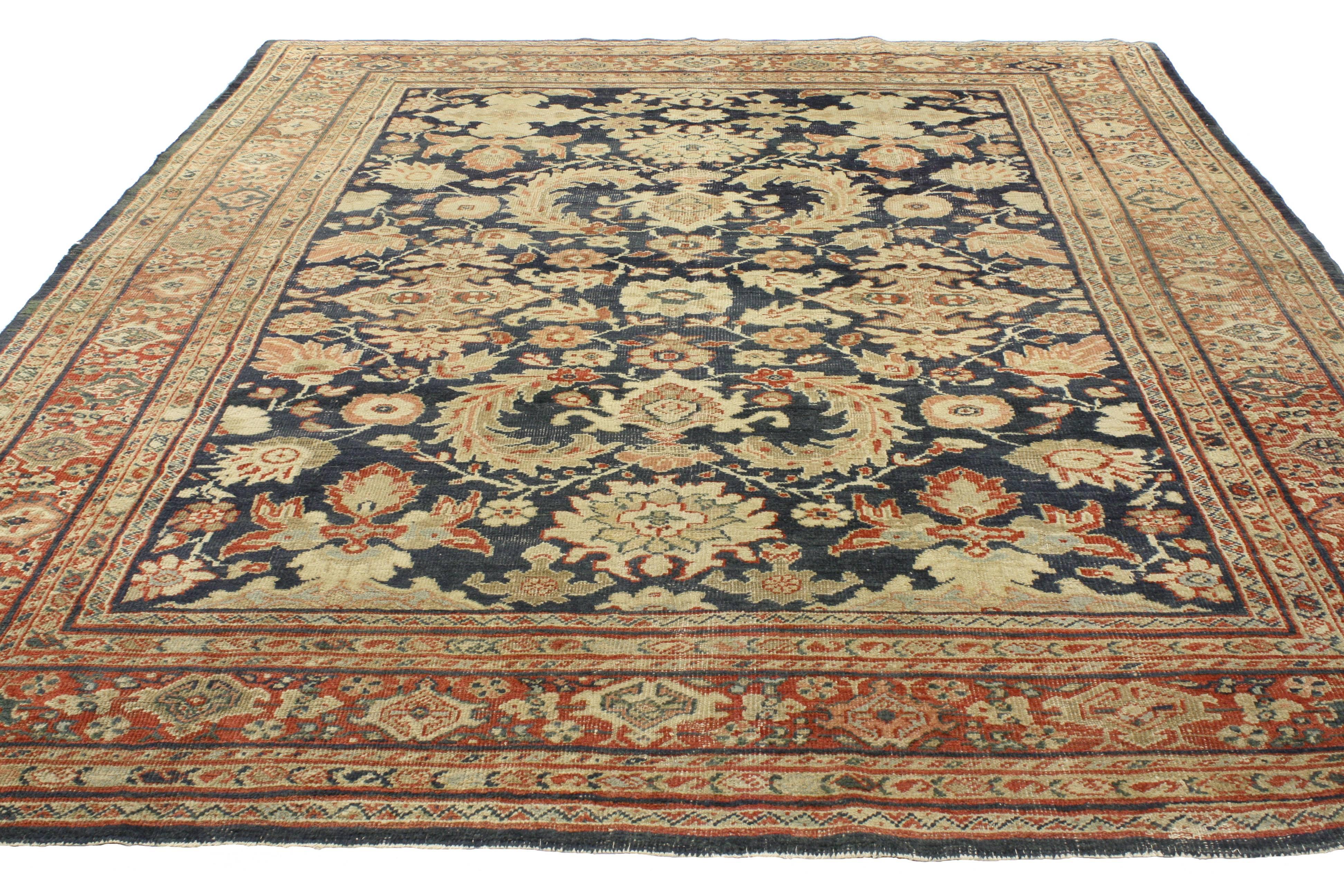Hand-Knotted Distressed Antique Persian Sultanabad Rug with Traditional Modern Artisan Style For Sale