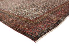 Late 19th Century Distressed Antique Persian Mahal Rug with Rustic English Style
