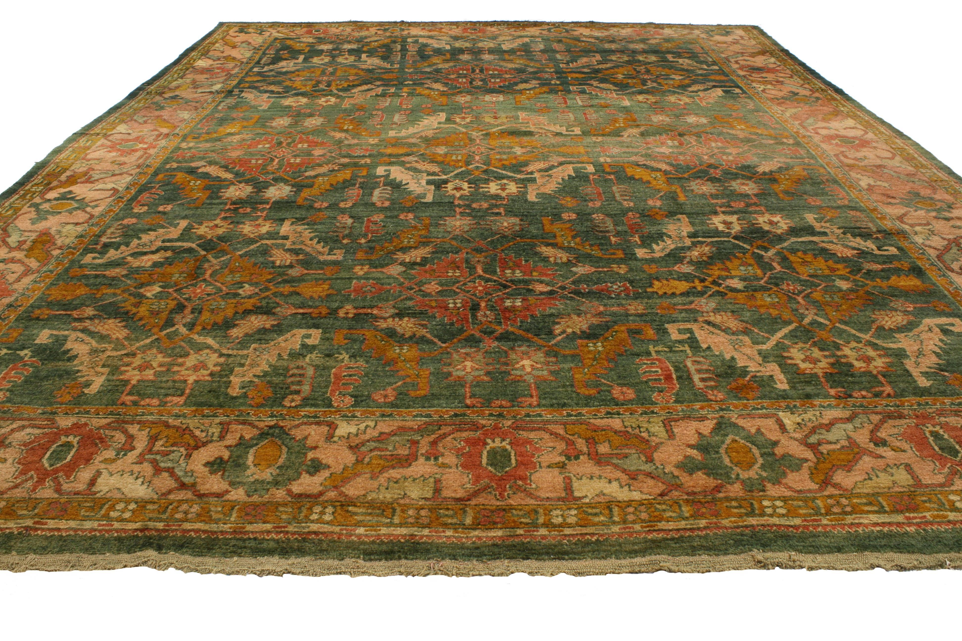 Hand-Knotted Late 19th Century Antique Turkish Oushak