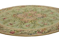 Antique French Aubusson Round Rug with Rococo Style
