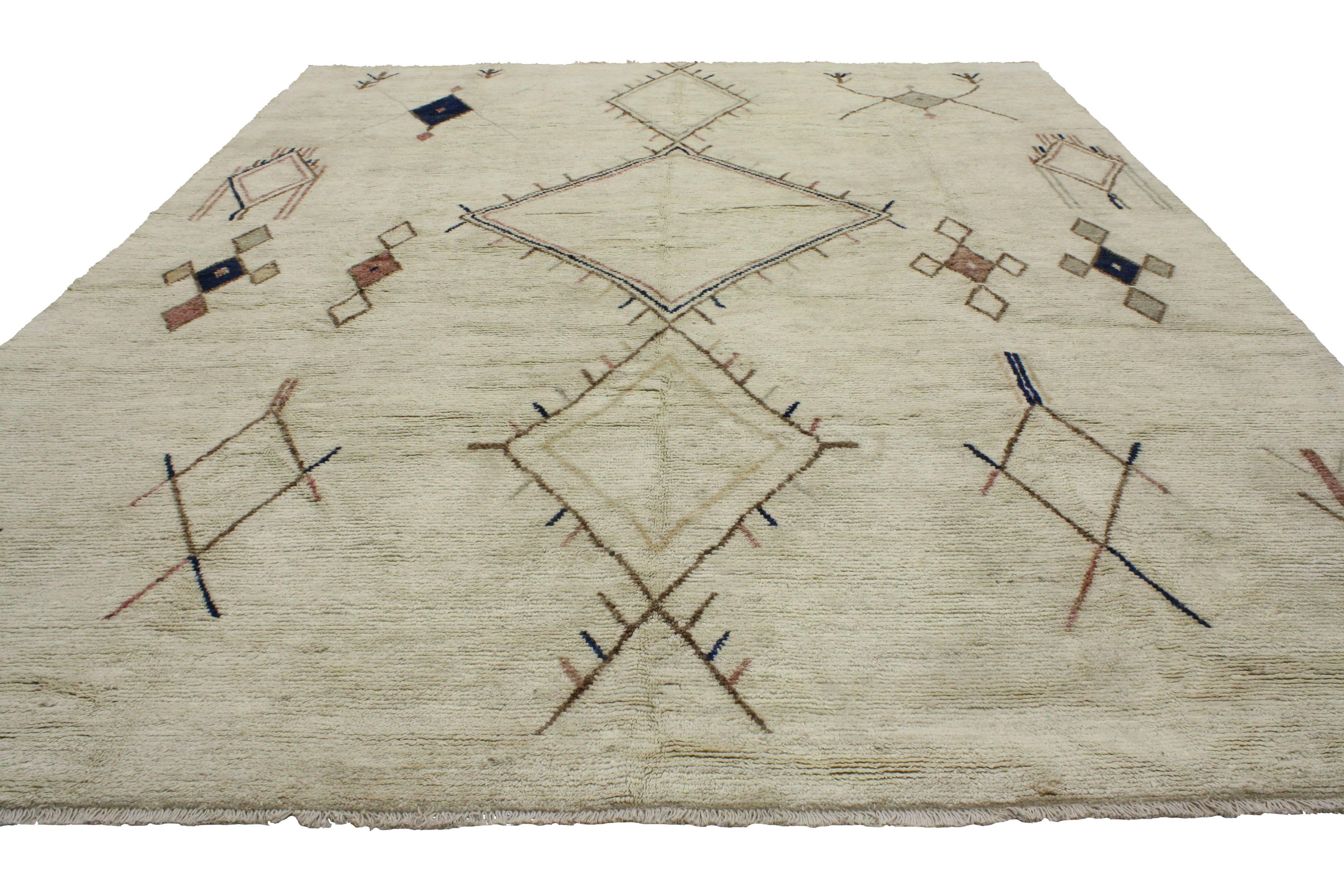 Modern Contemporary Moroccan Style Area Rug with Tribal Design