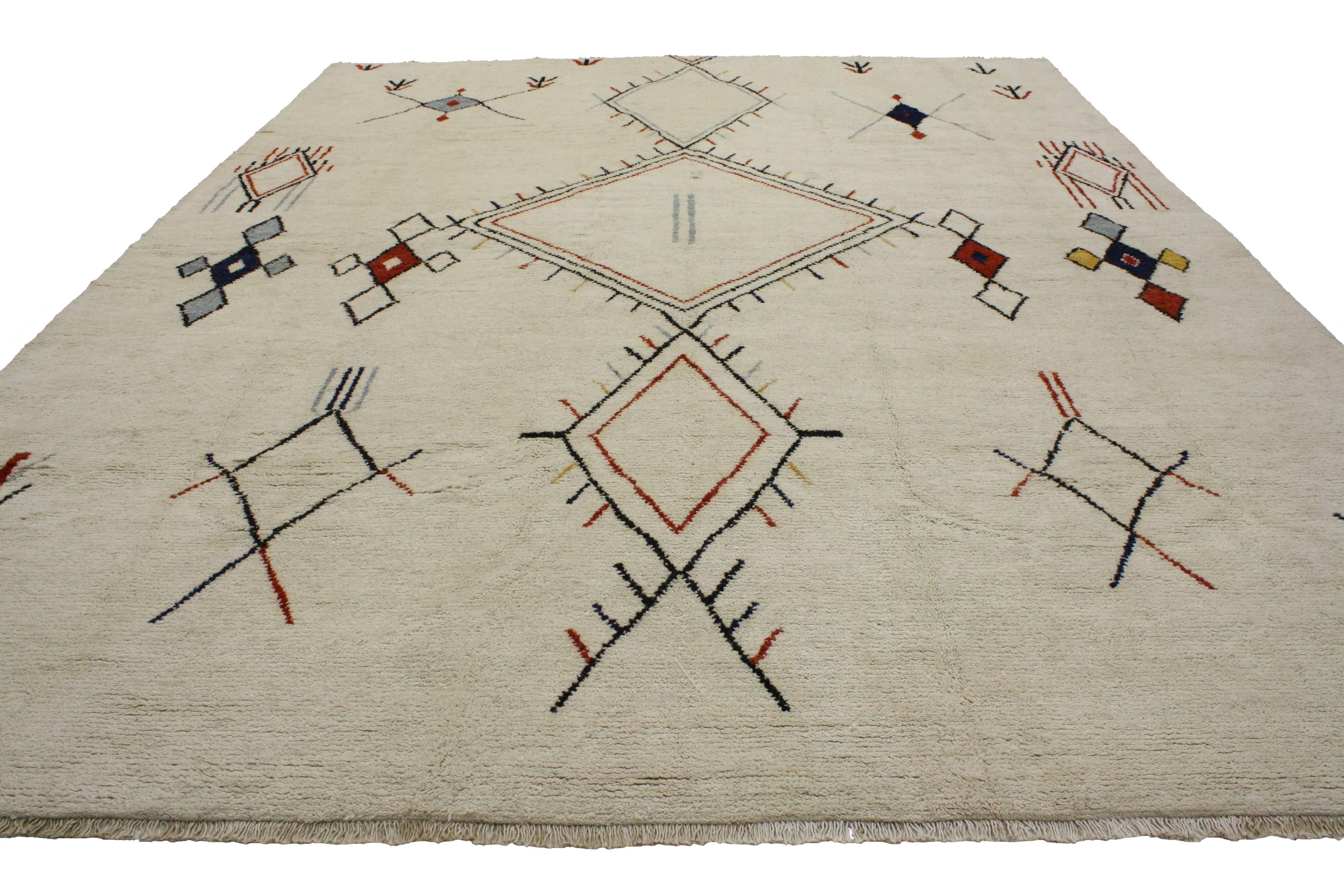 Contemporary Moroccan Style Area Rug with Nomadic Tribal Design and Hygge Vibes In New Condition In Dallas, TX