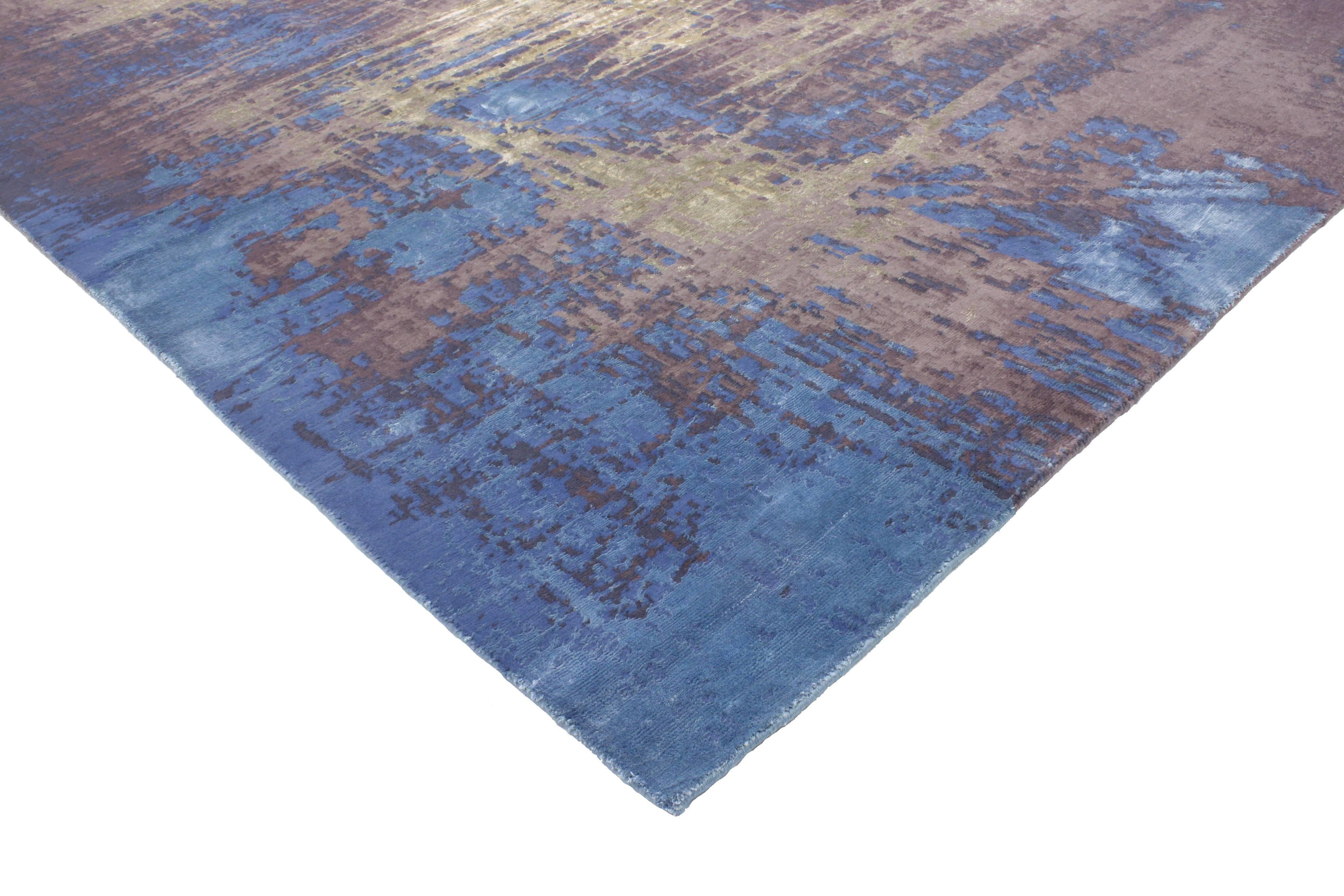 Indian Modern Style Rug with Contemporary Abstract Scratch Texture Rug