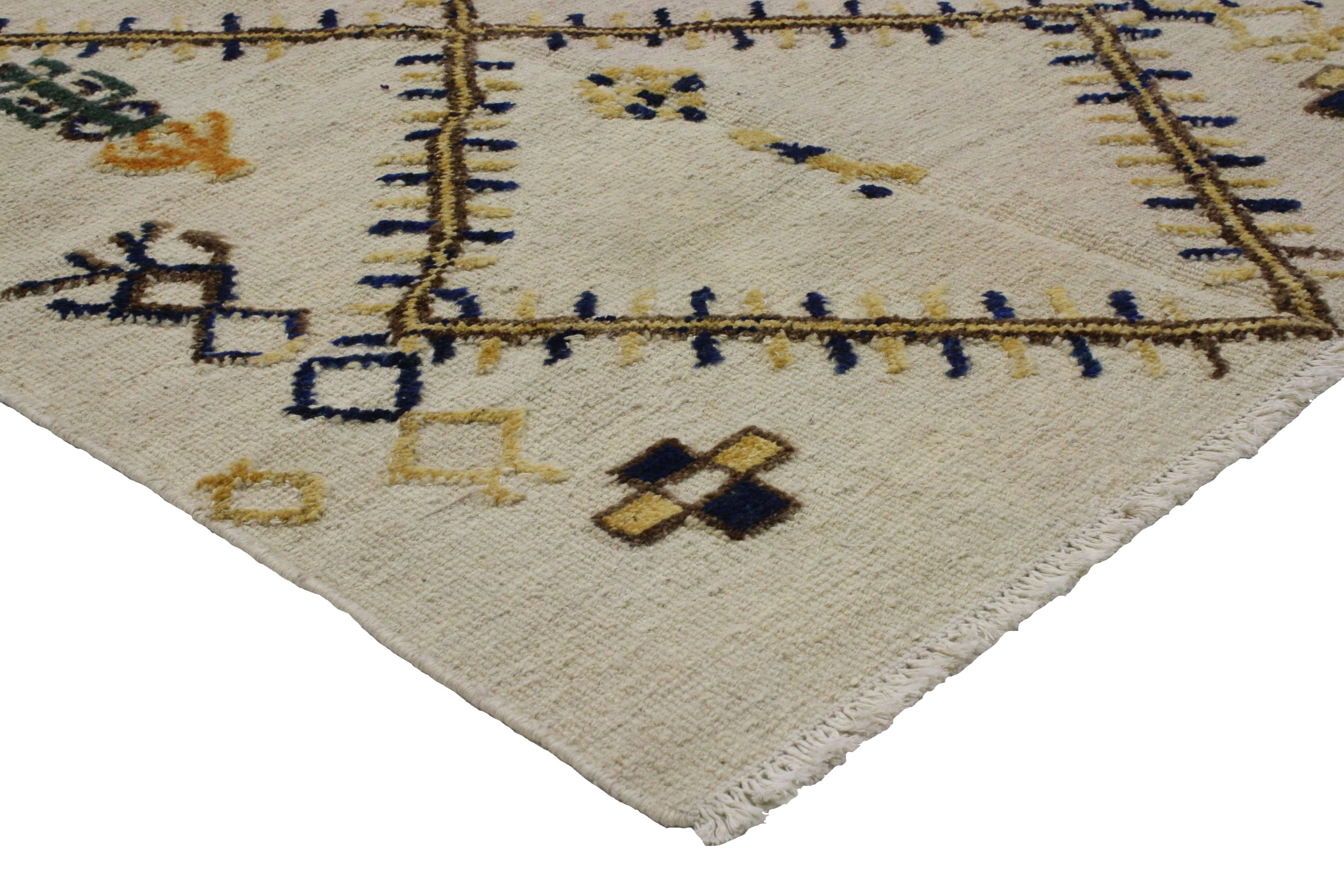 Wool New High and Low Texture Moroccan Style Rug, Tribal Accent Rug